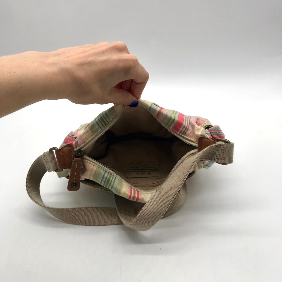 Fossil Multi-color Pastel Strip Canvas Crossbody Bag