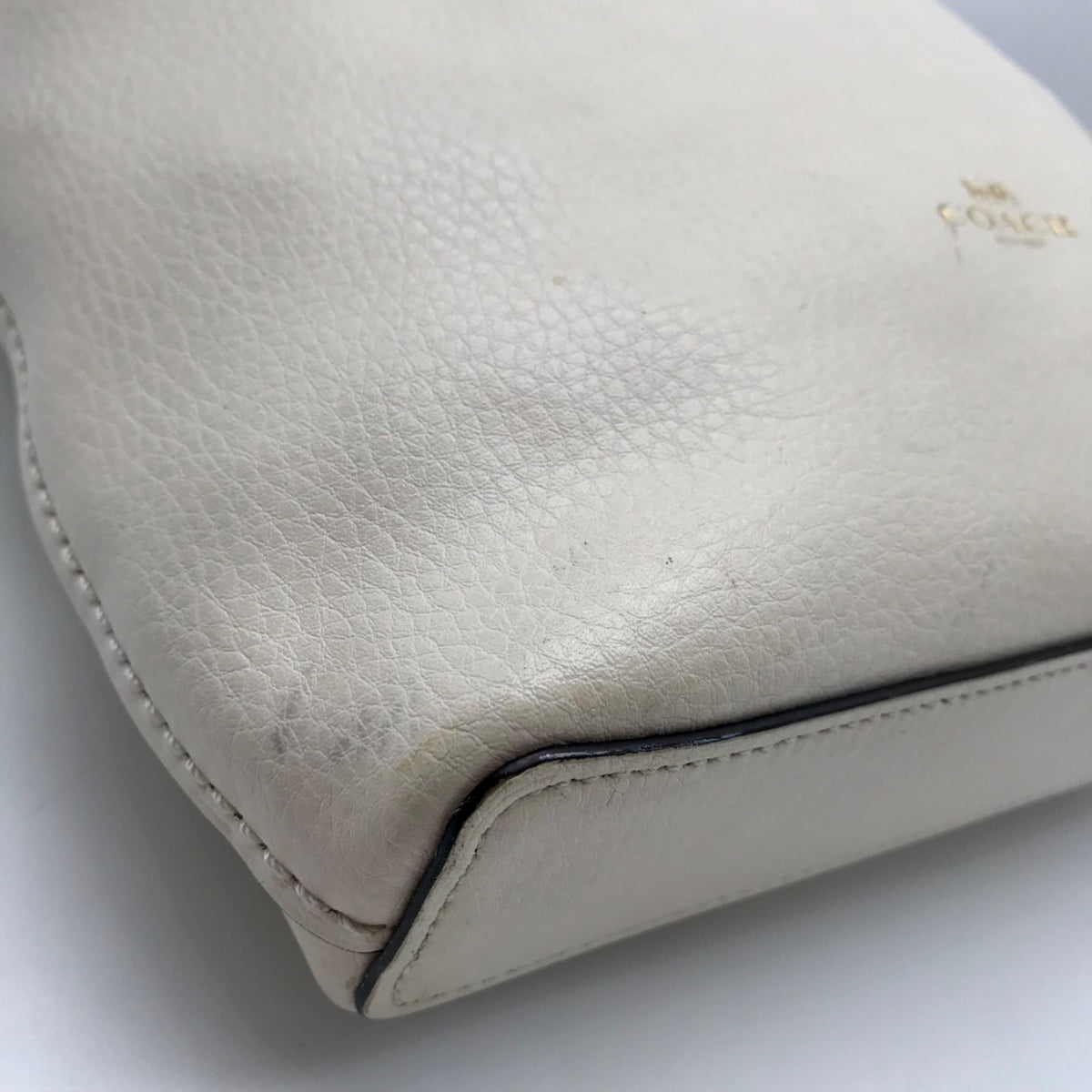 Coach White Pebbled Leather Derby Crossbody Bag F58661