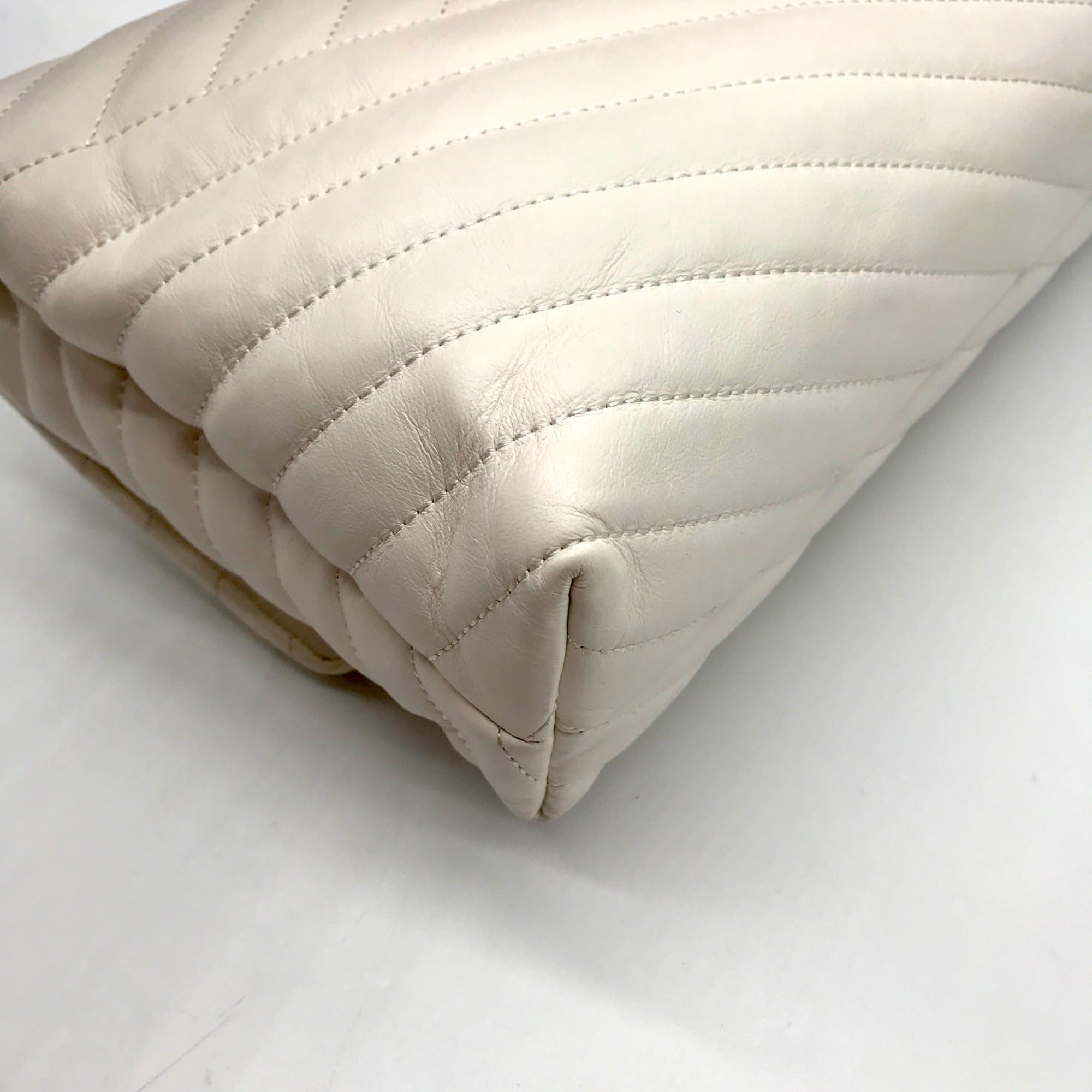 Tory Burch Ivory Leather Kira Chevron Convertible Shoulder Bag