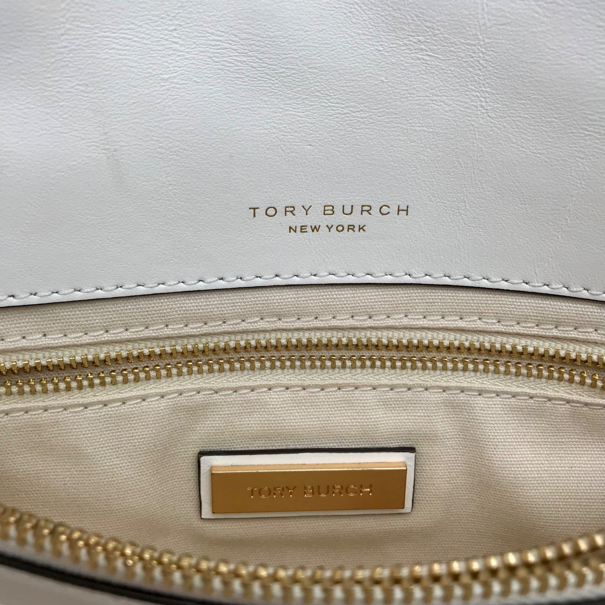 Tory Burch Ivory Leather Kira Chevron Convertible Shoulder Bag