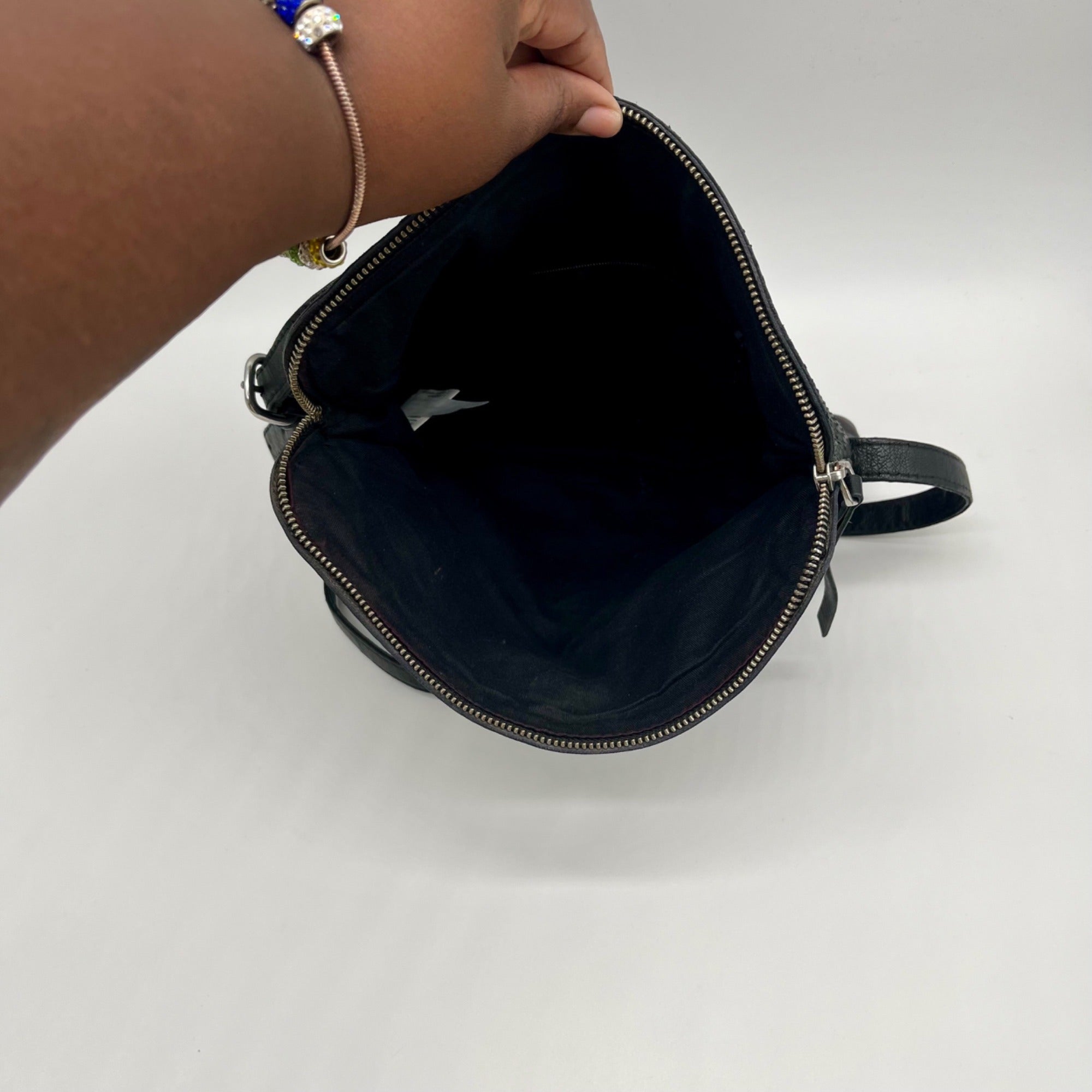 Liebeskind Black Textured Leather Crossbody Bag