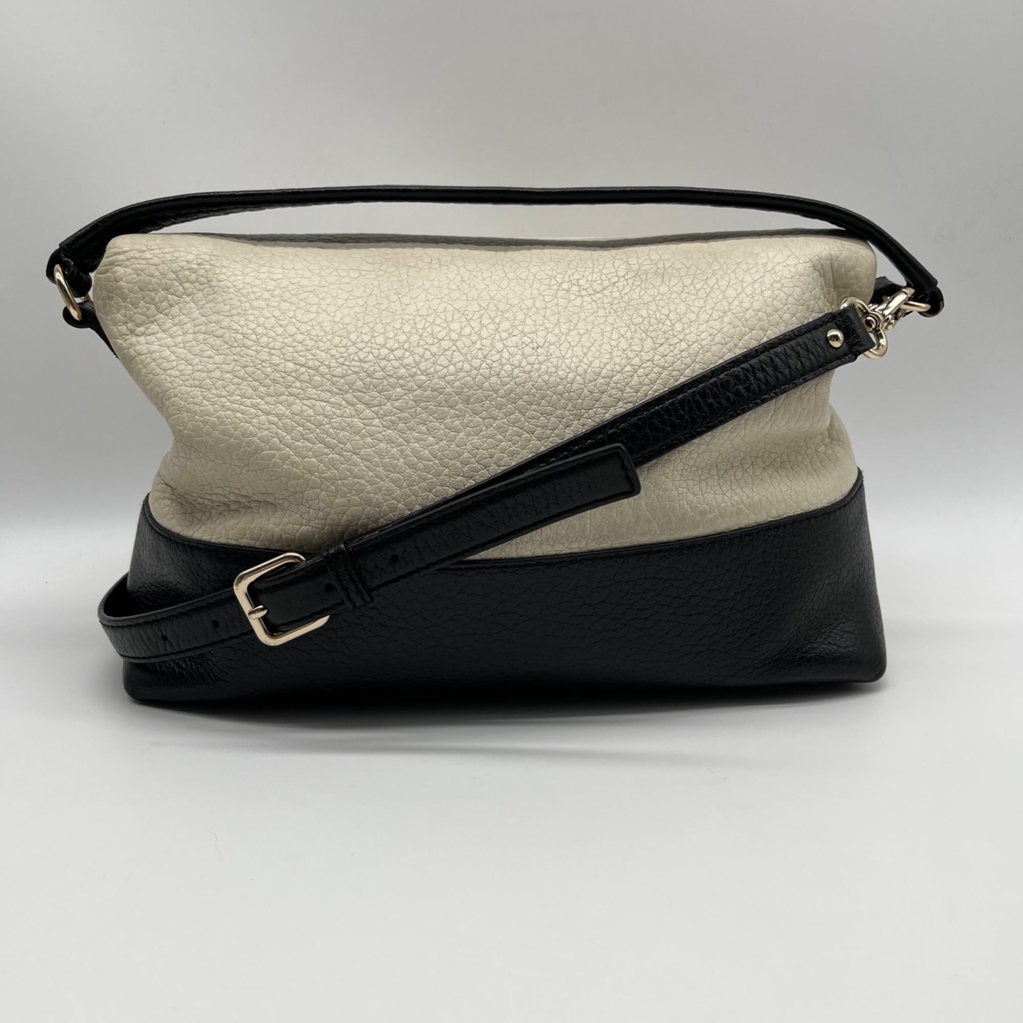 Kate Spade White Pebbled Leather Maria Porcelain Crossbody Bag