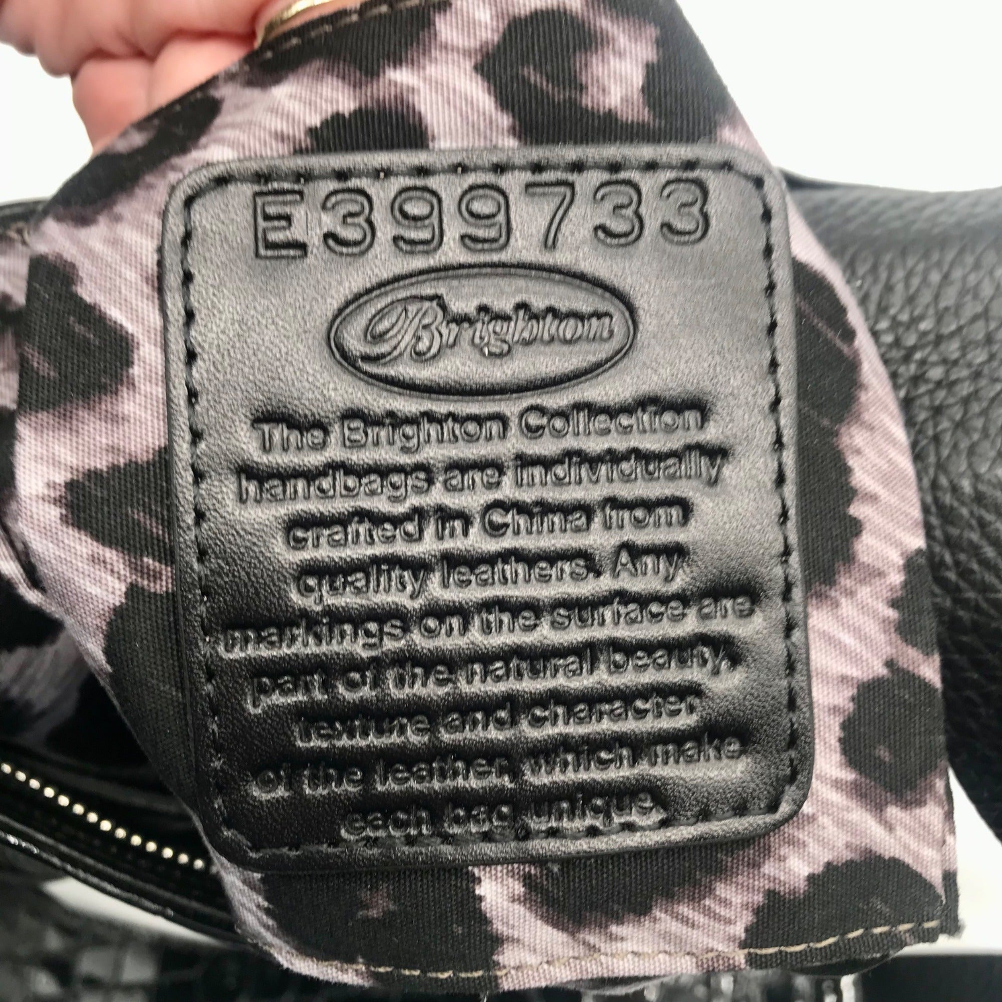 Brighton Black Croc Embossed Shoulder Bag