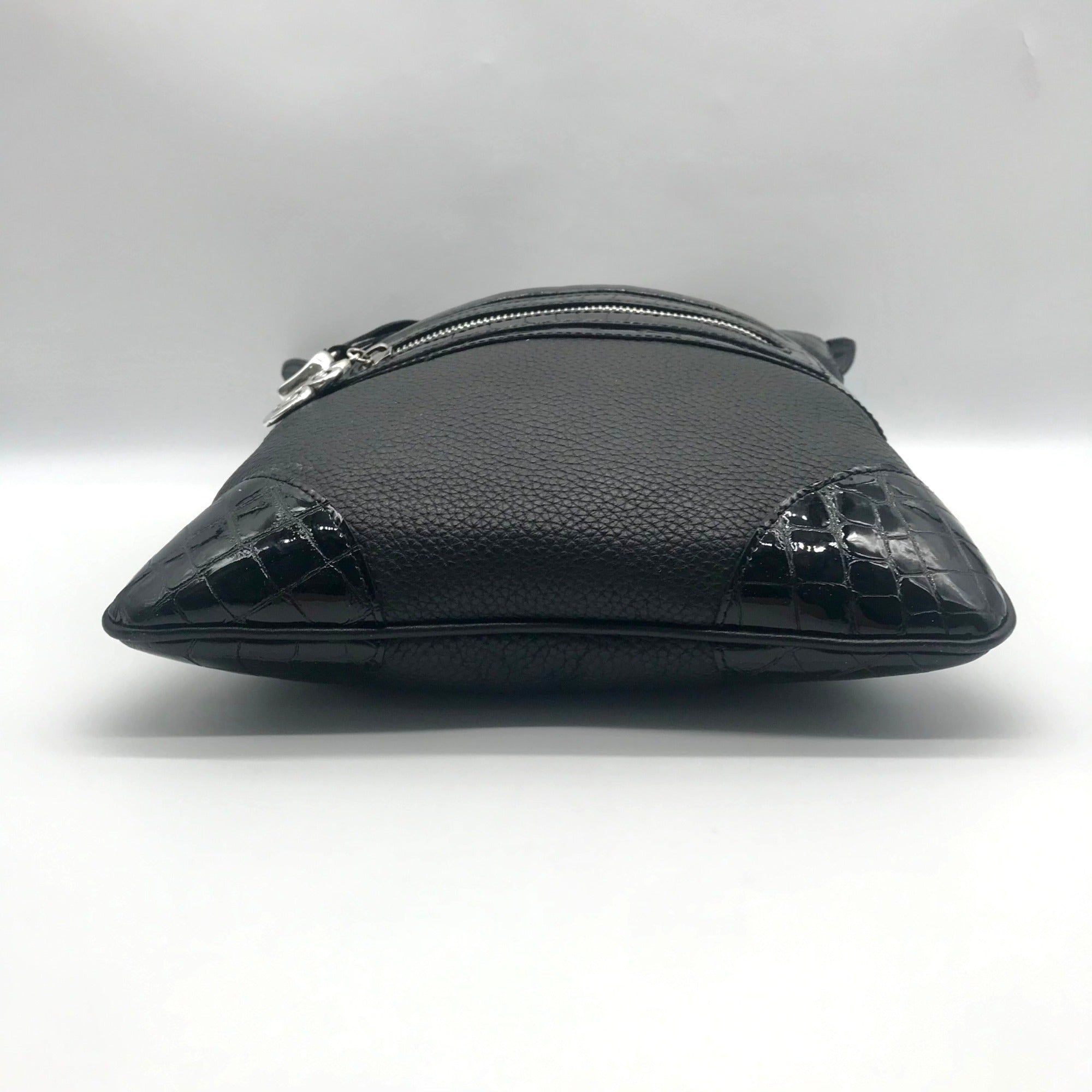 Brighton Black Croc Embossed Shoulder Bag
