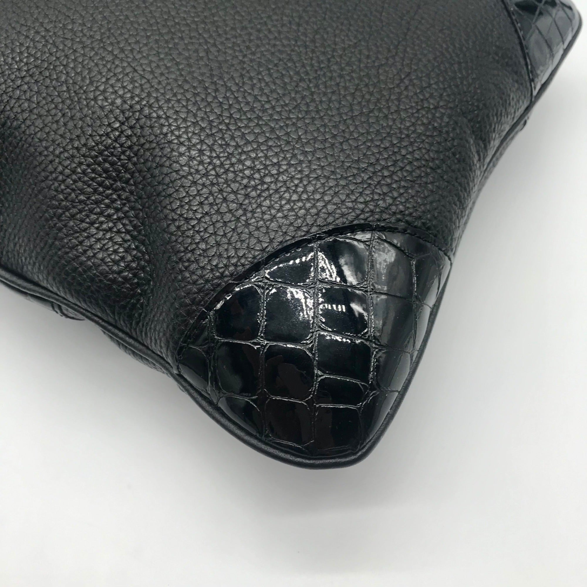 Brighton Black Croc Embossed Shoulder Bag