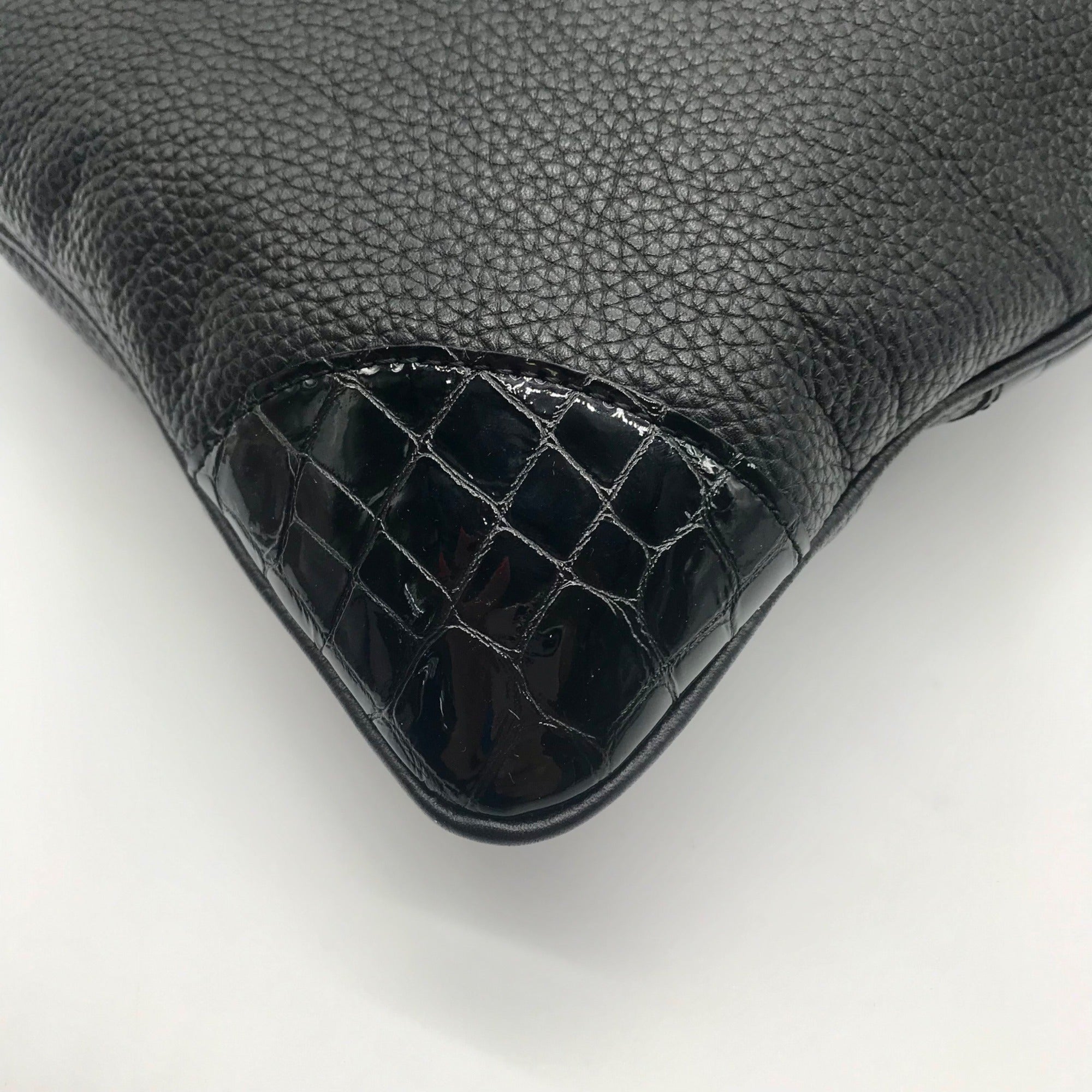 Brighton Black Croc Embossed Shoulder Bag