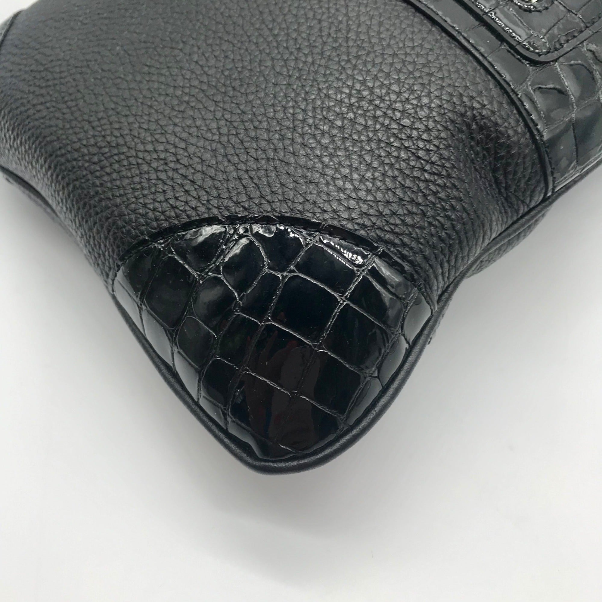 Brighton Black Croc Embossed Shoulder Bag