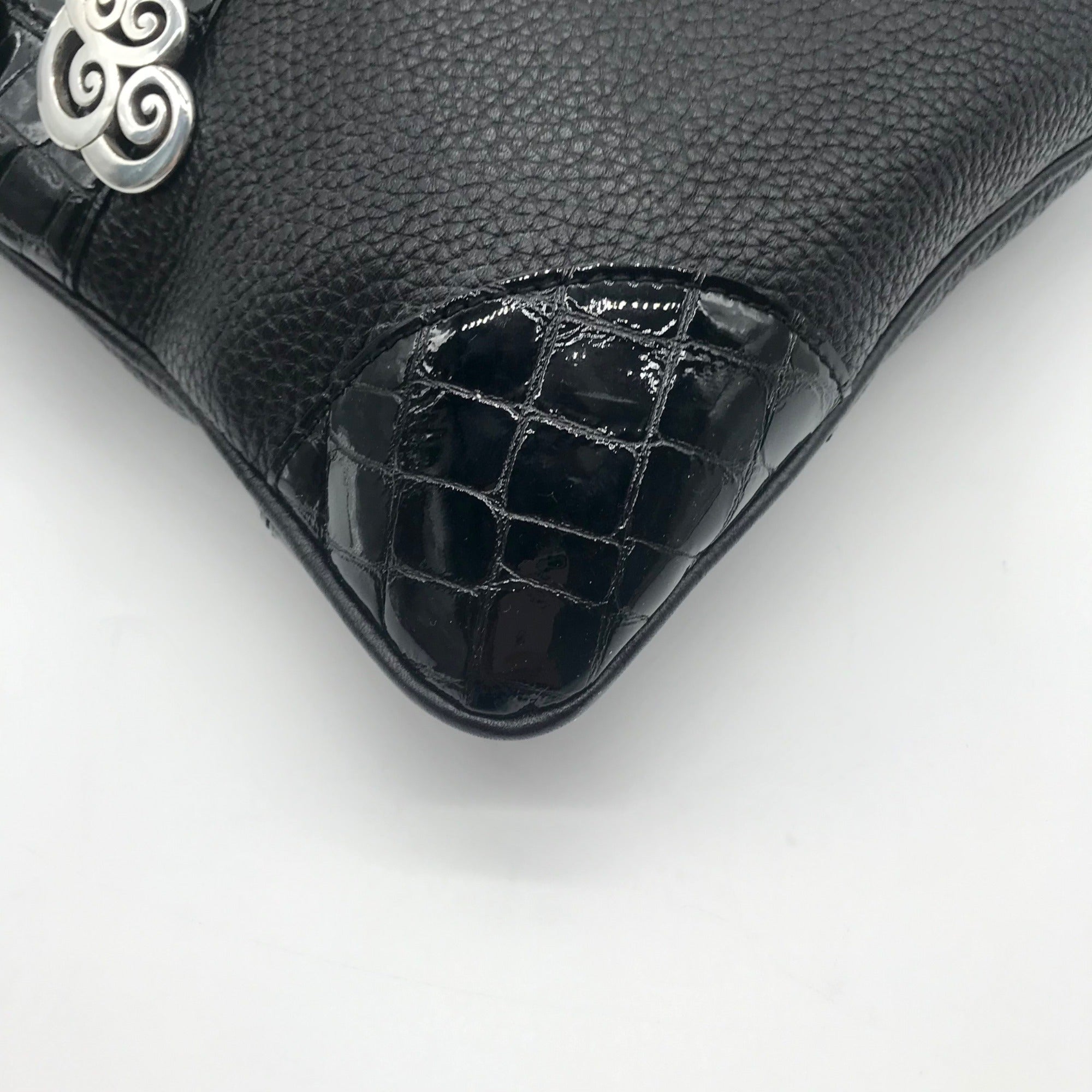 Brighton Black Croc Embossed Shoulder Bag
