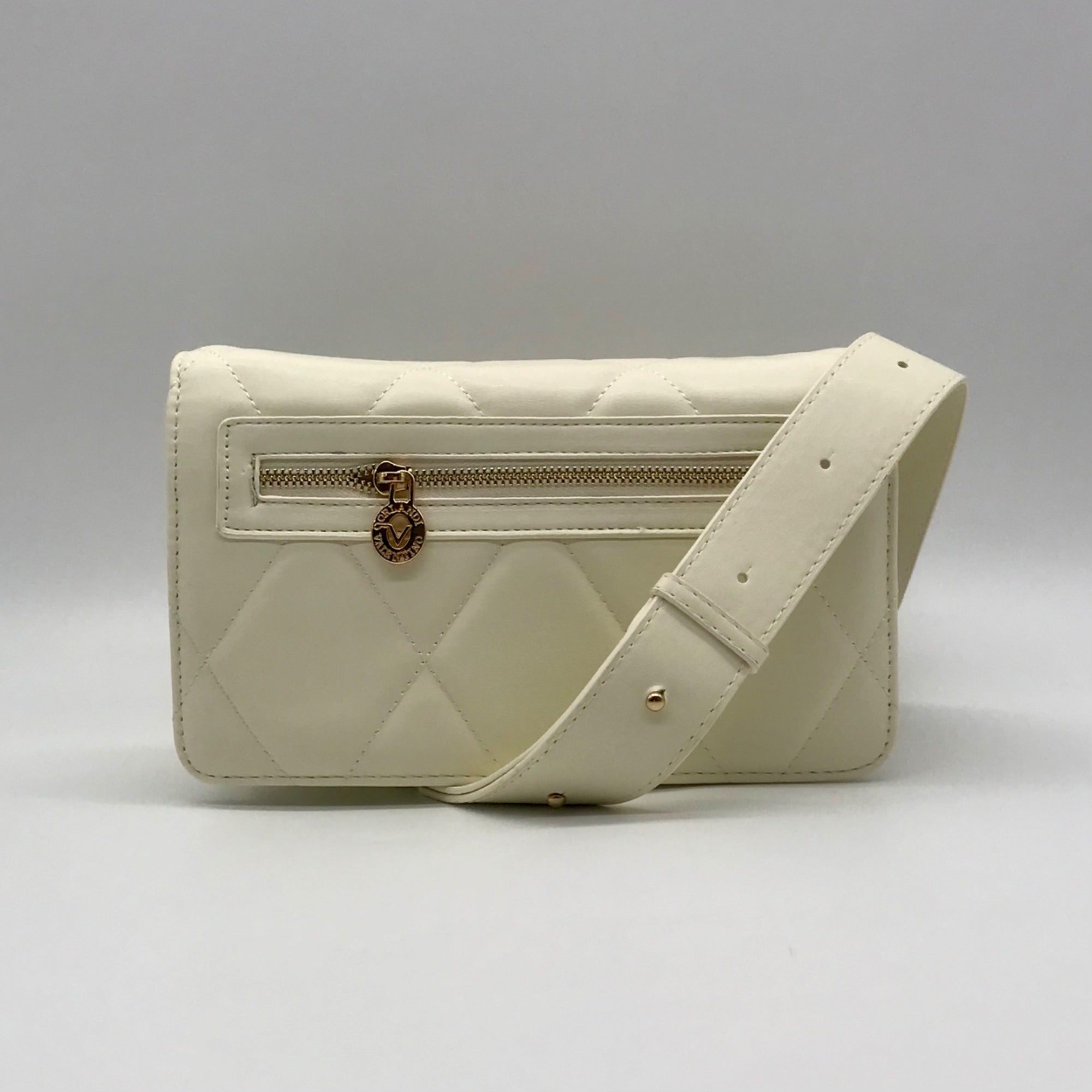 Valentino Orlandi White Quilted Vegan Leather Crossbody