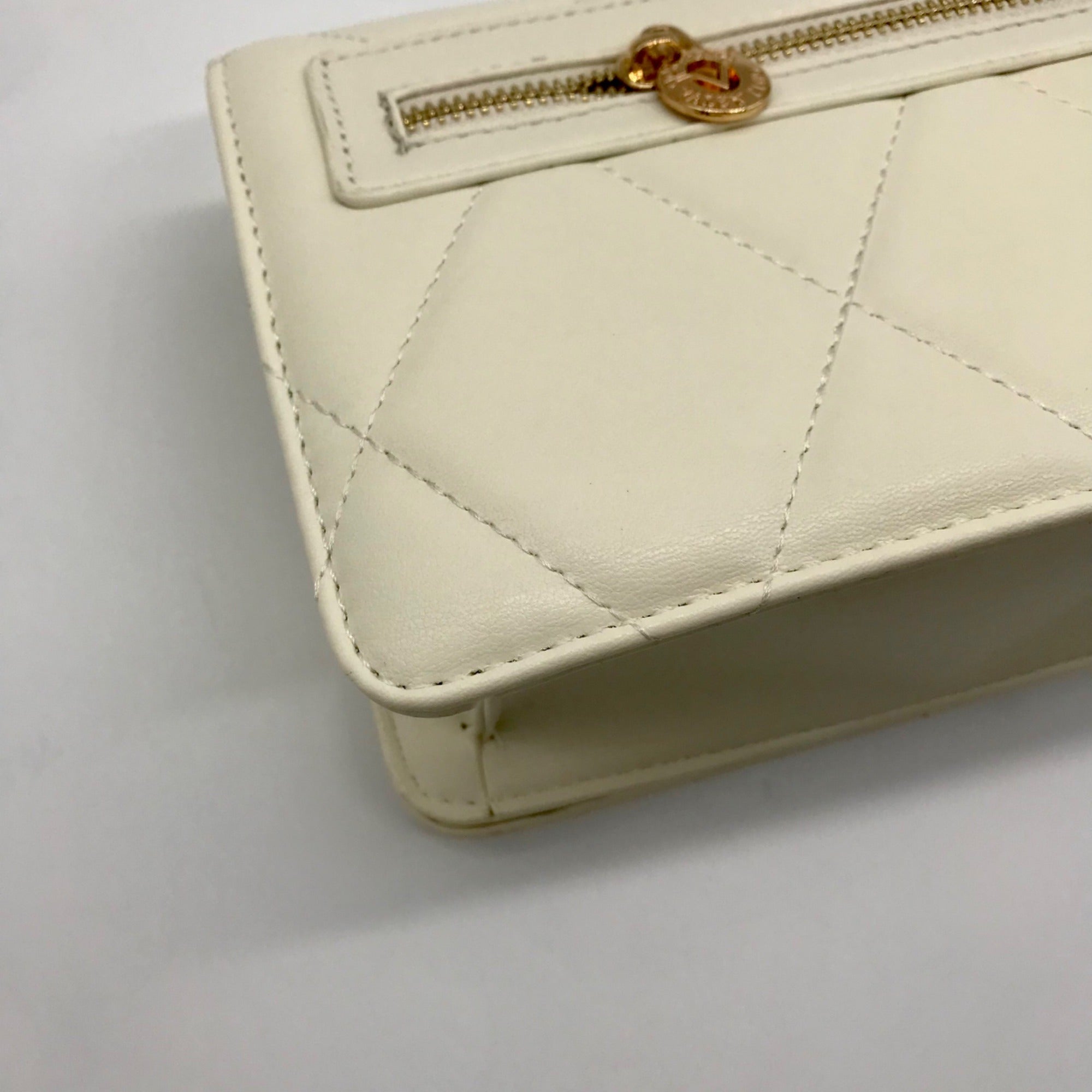 Valentino Orlandi White Quilted Vegan Leather Crossbody