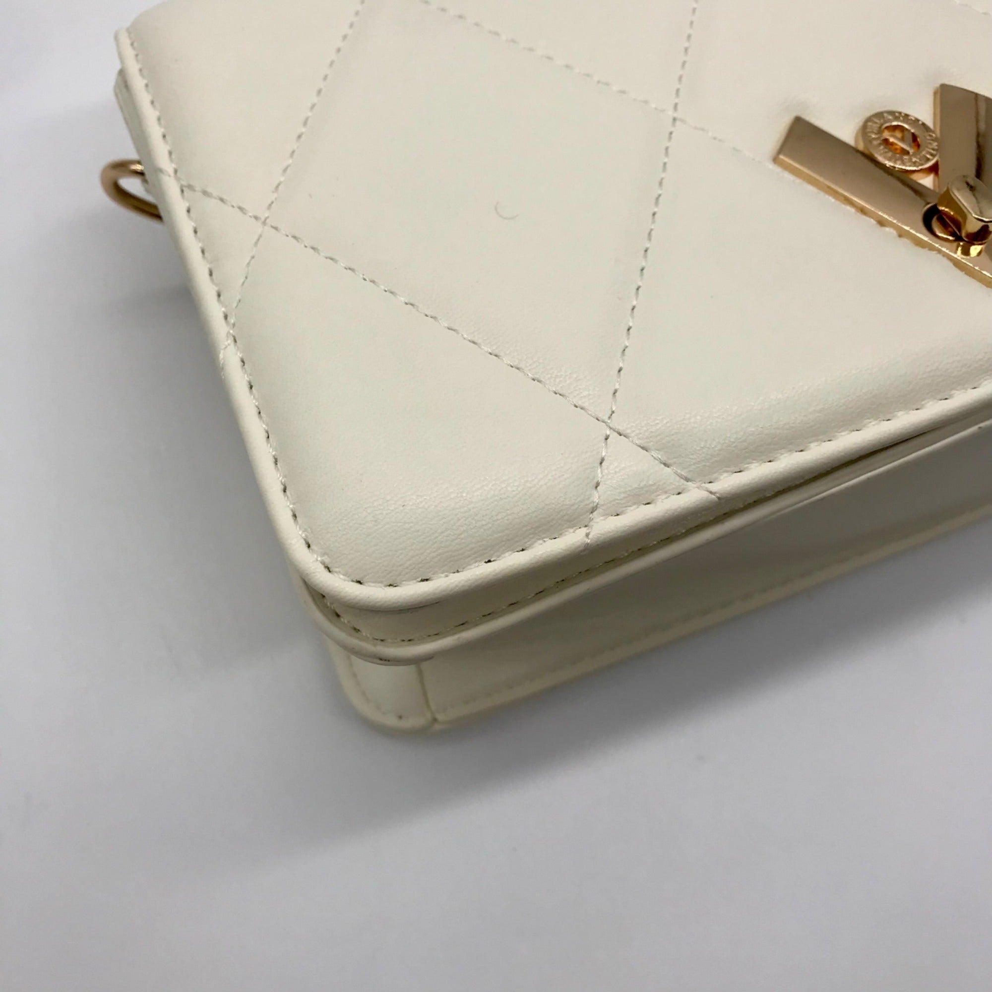 Valentino Orlandi White Quilted Vegan Leather Crossbody