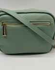 Pom Pom Green Leather Crossbody Bag