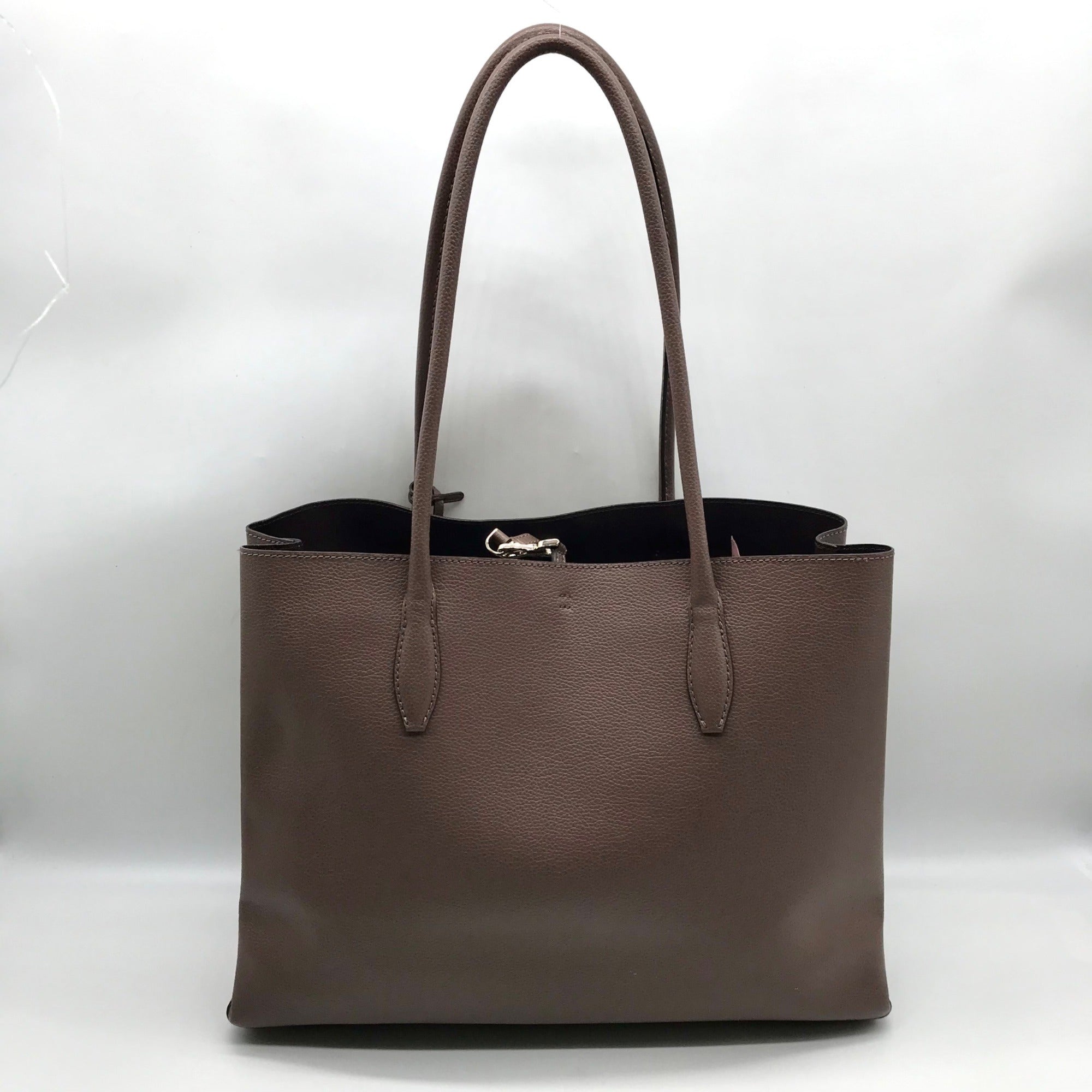 Kate Spade Taupe Pebbled Leather Zip Top Eva Tote Bag