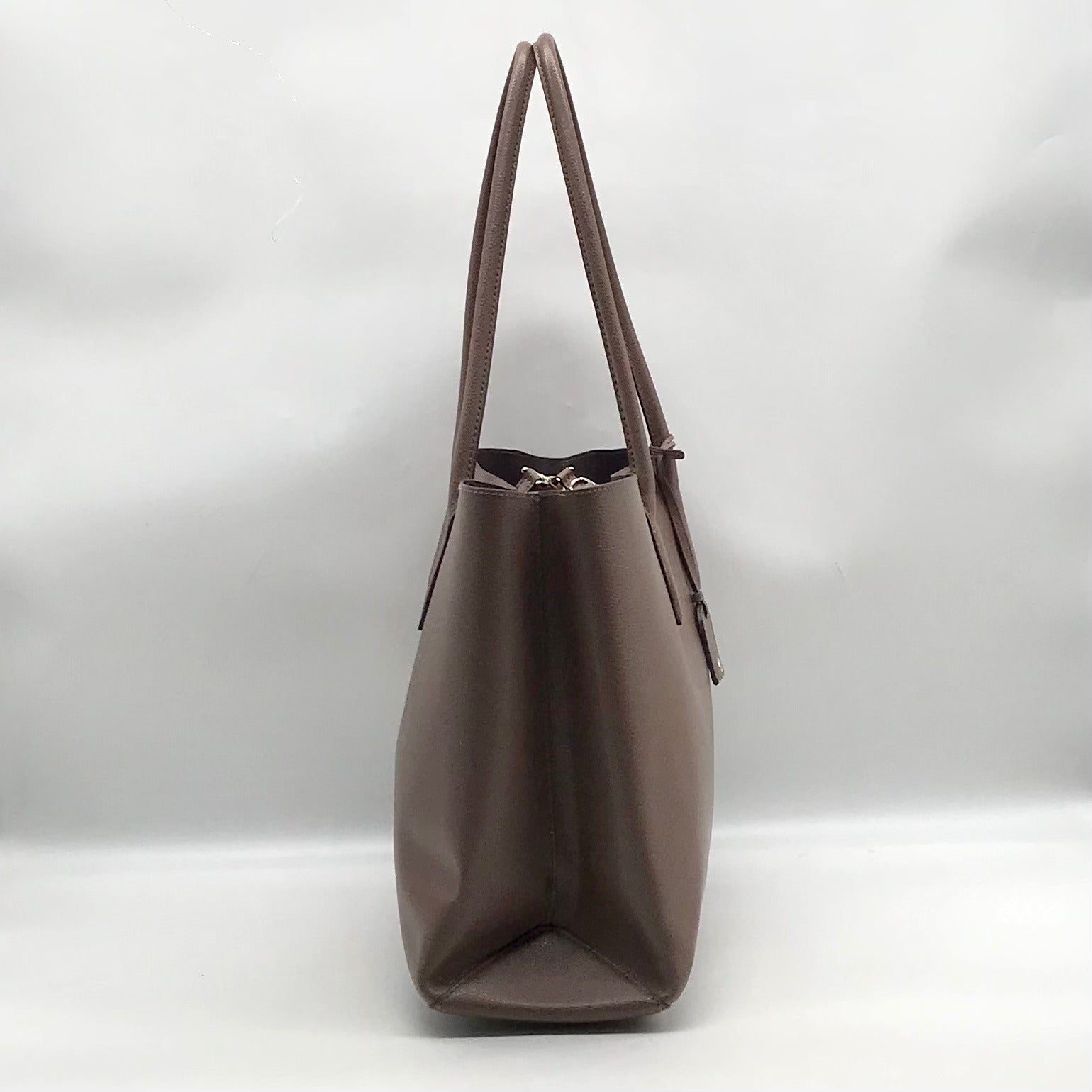 Kate Spade Taupe Pebbled Leather Zip Top Eva Tote Bag