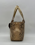 Elaine Turner Black and Beige Snakeskin Embossed Leather Tote
