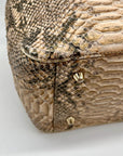 Elaine Turner Black and Beige Snakeskin Embossed Leather Tote