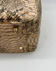 Elaine Turner Black and Beige Snakeskin Embossed Leather Tote