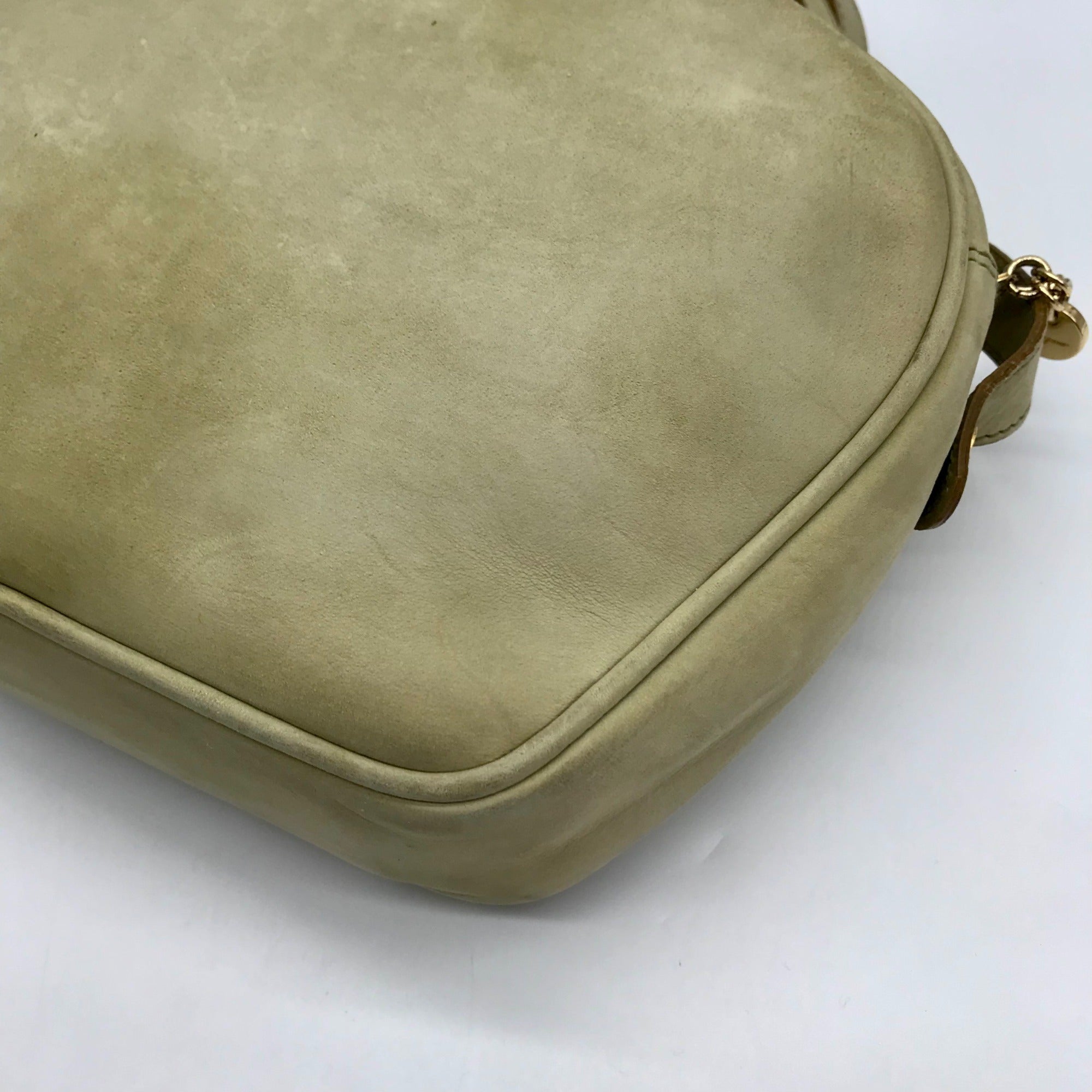 Salvatore Ferragamo Light Green Suede Fancini Shoulder Bag