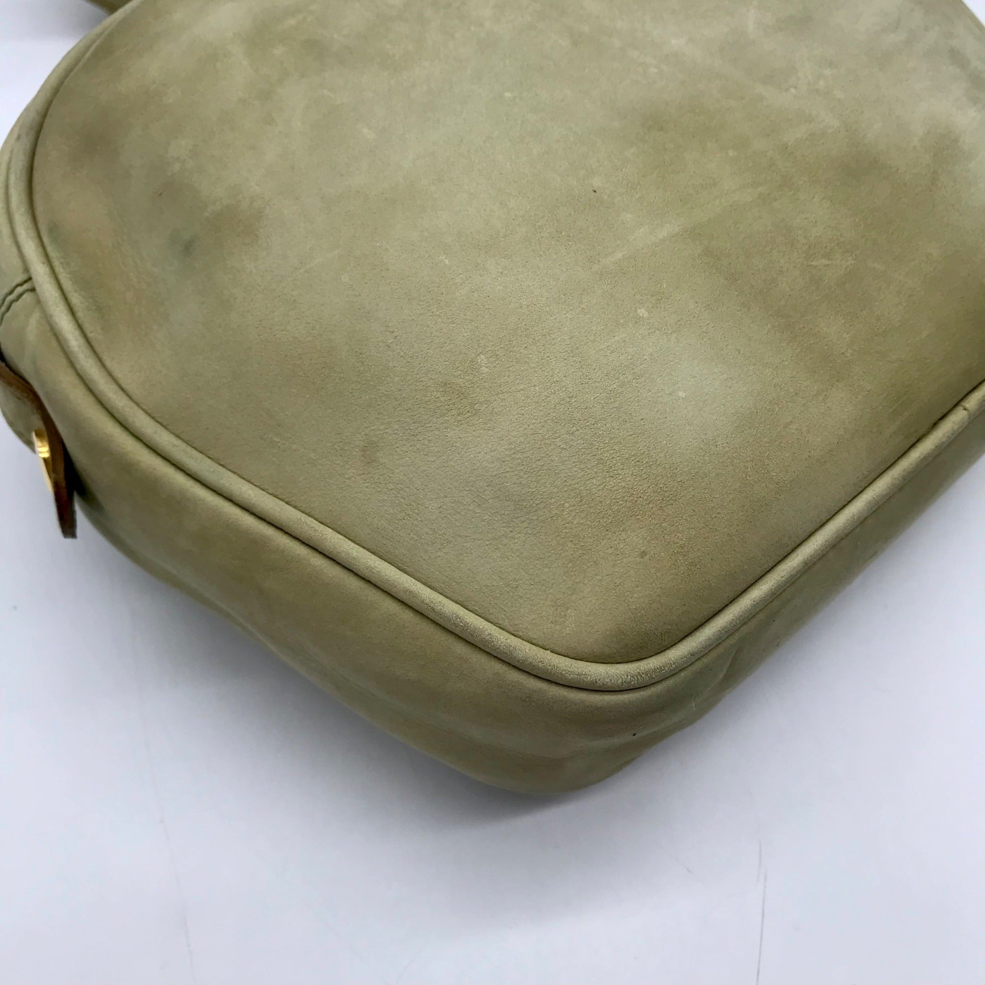 Salvatore Ferragamo Light Green Suede Fancini Shoulder Bag