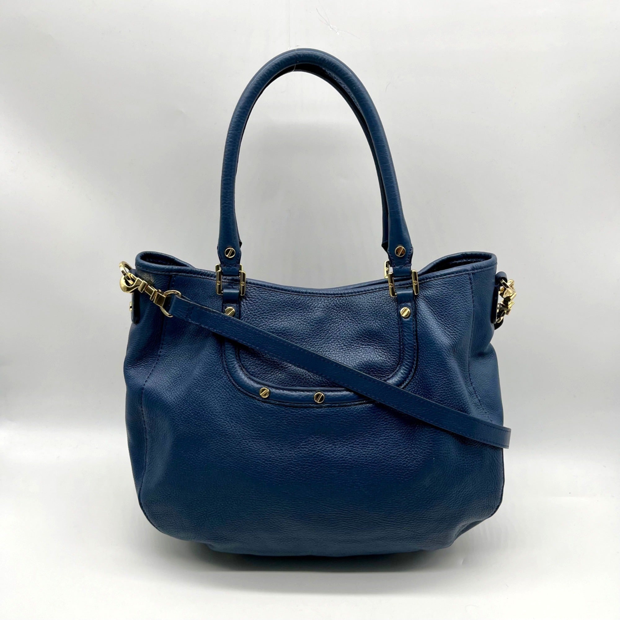 Tory Burch Blue Pebbled Leather Shoulder Bag