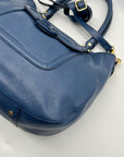 Tory Burch Blue Pebbled Leather Shoulder Bag
