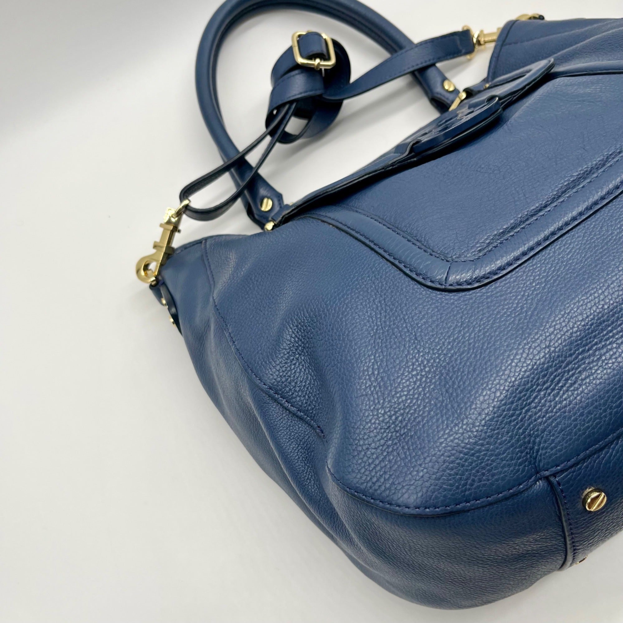Tory Burch Blue Pebbled Leather Shoulder Bag