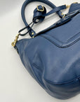 Tory Burch Blue Pebbled Leather Shoulder Bag
