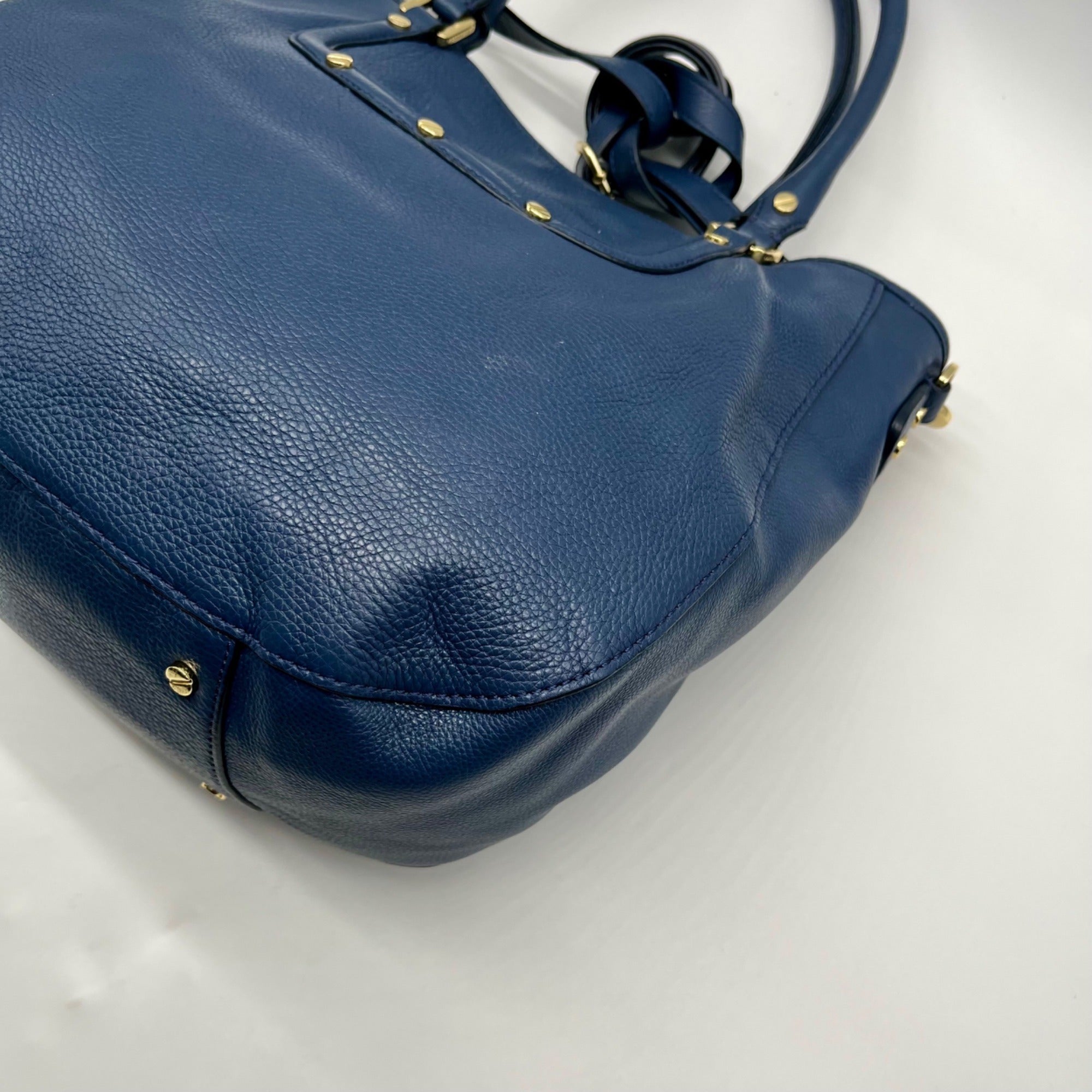 Tory Burch Blue Pebbled Leather Shoulder Bag