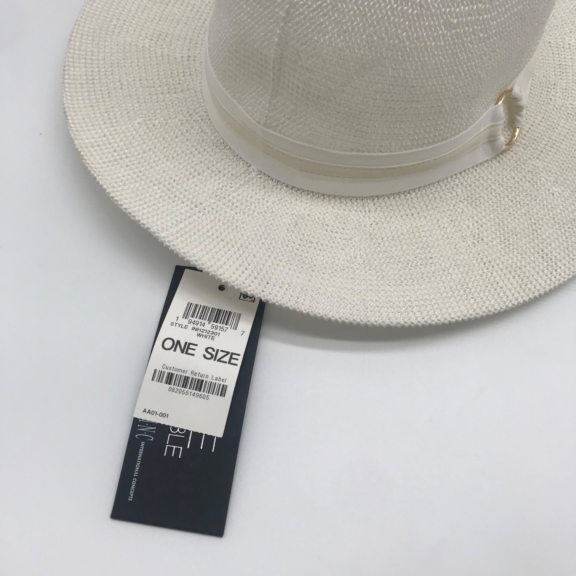 I.N.C. International Concepts White Knit Paper Panama Hat