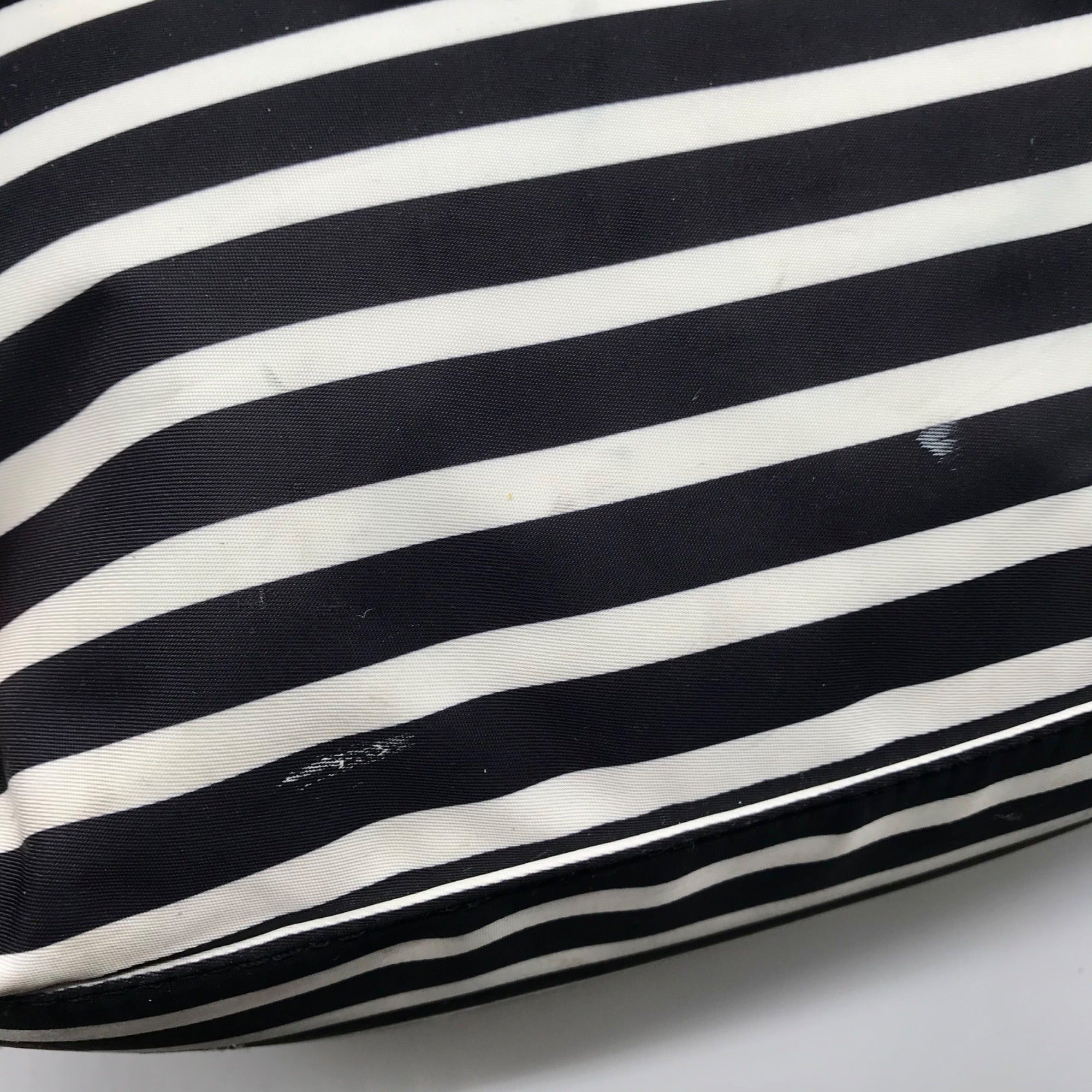 Kate Spade Black &amp; Clotted Cream Striped Nylon Watson Lane Maya Tote Bag