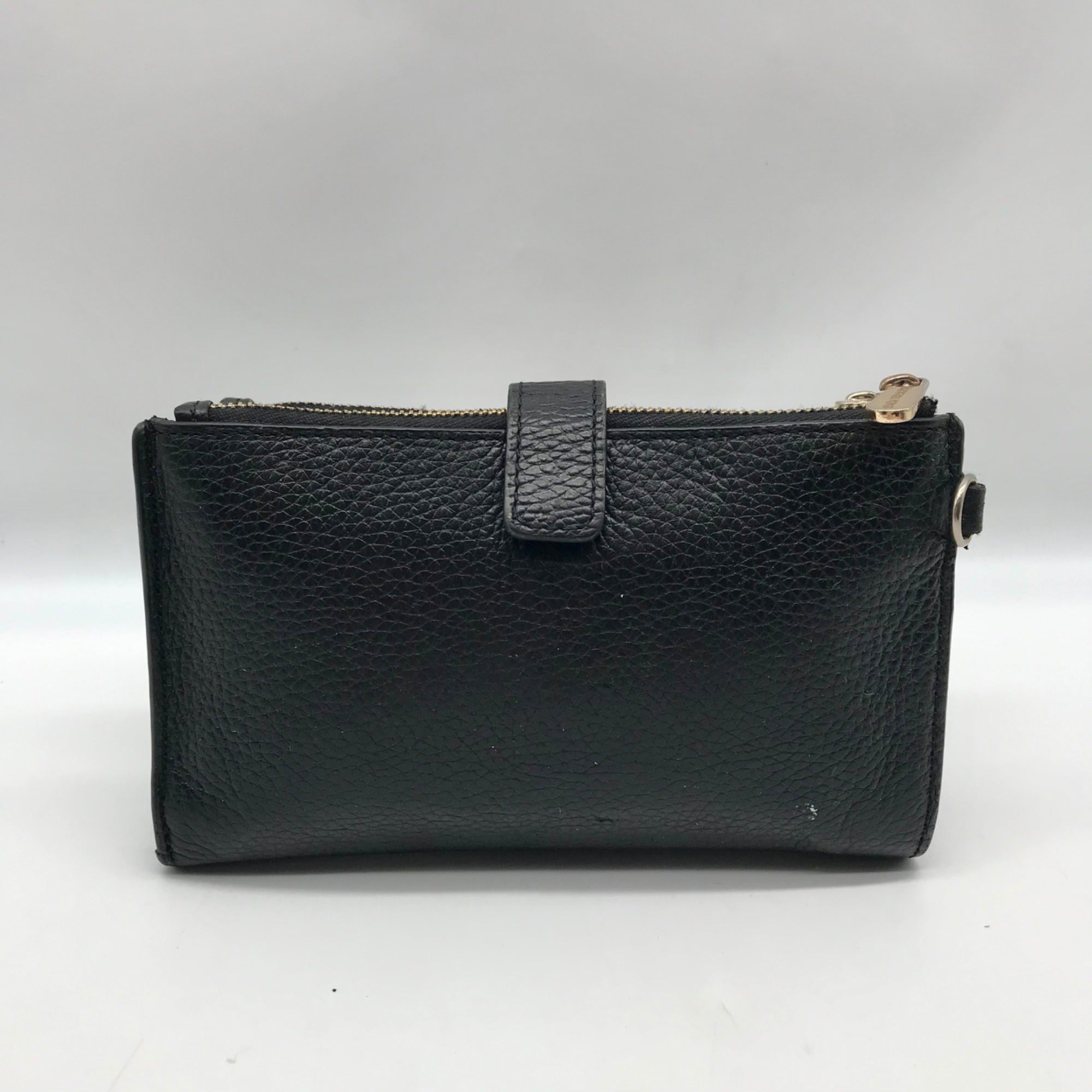 Michael Kors Black Pebbled Leather Adele Double Zip Phone Wallet