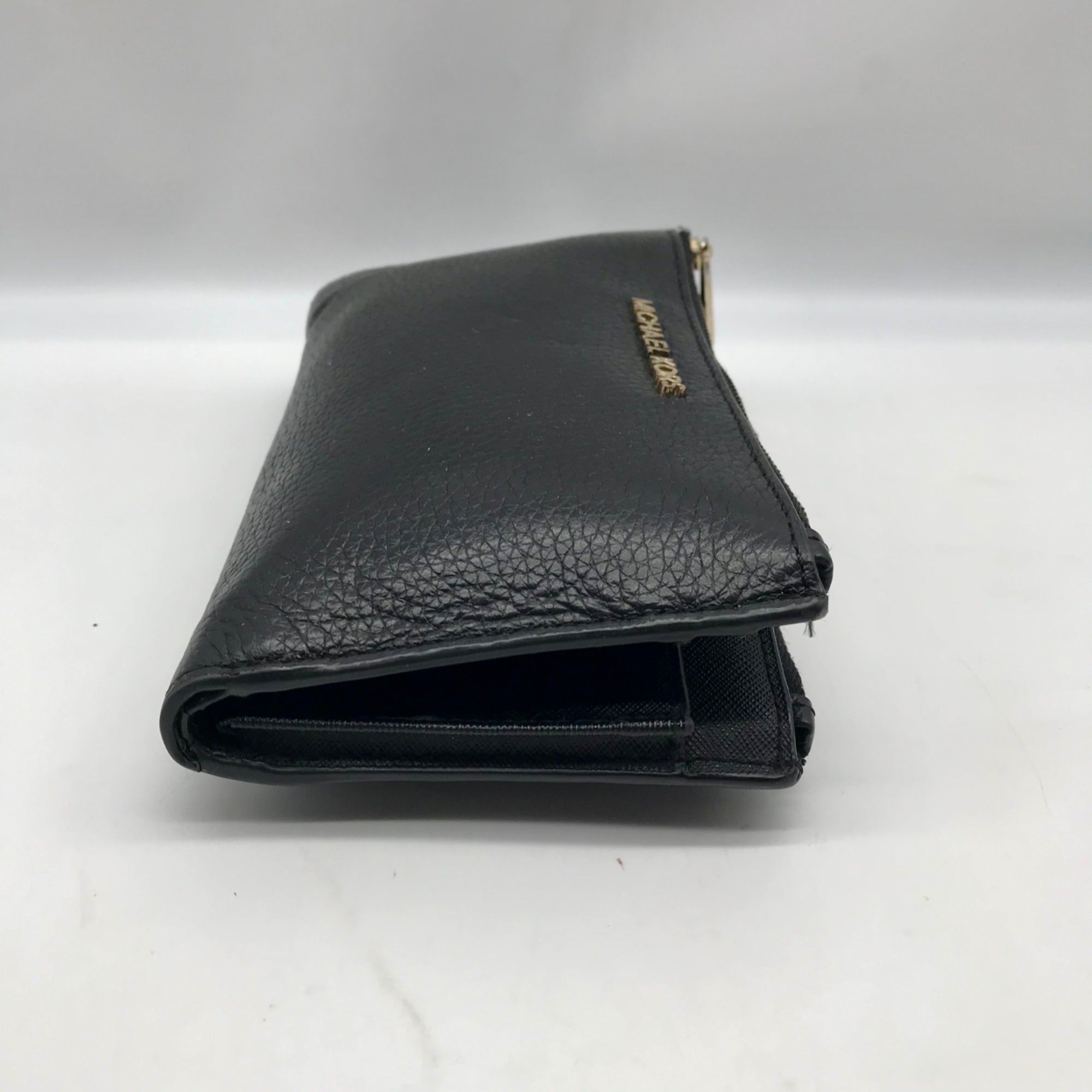 Michael Kors Black Pebbled Leather Adele Double Zip Phone Wallet