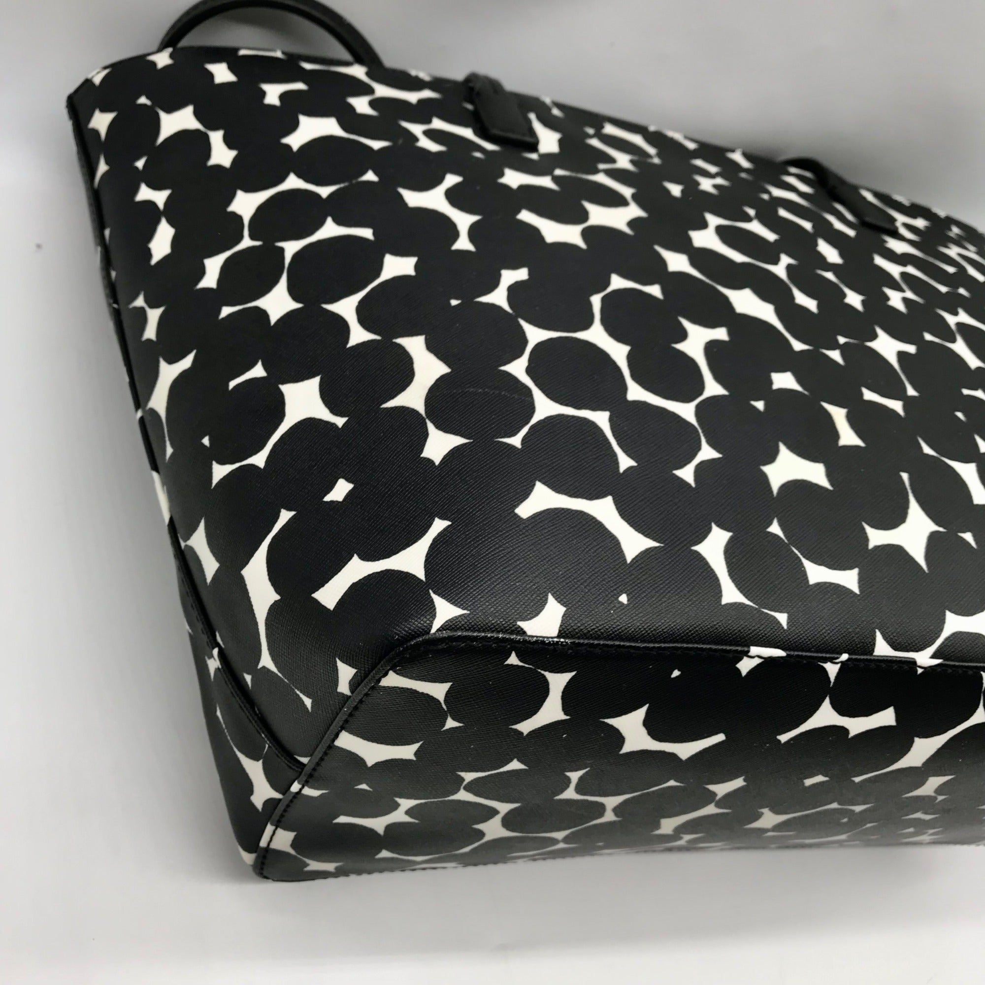 Kate Spade Black And White Leather Splodge Dot Margareta Shore Street Tote Bag