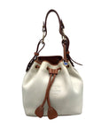 Dooney & Bourke Ivory & Brown Vintage Drawstring Shoulder Bag