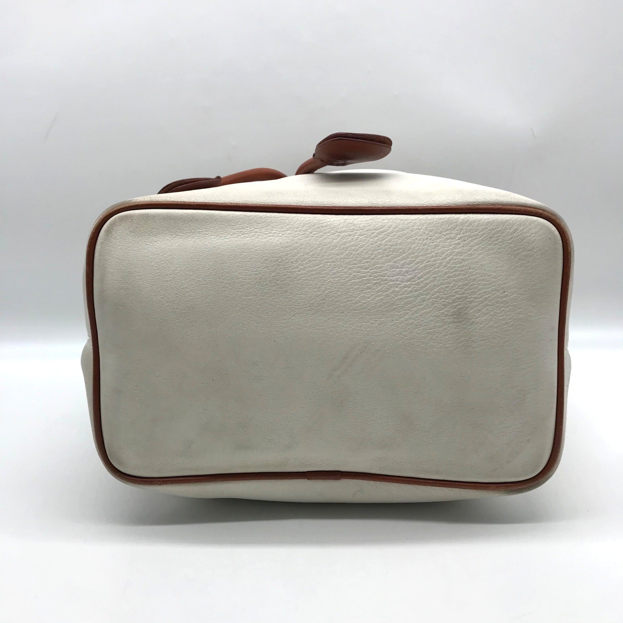 Dooney &amp; Bourke Ivory &amp; Brown Vintage Drawstring Shoulder Bag