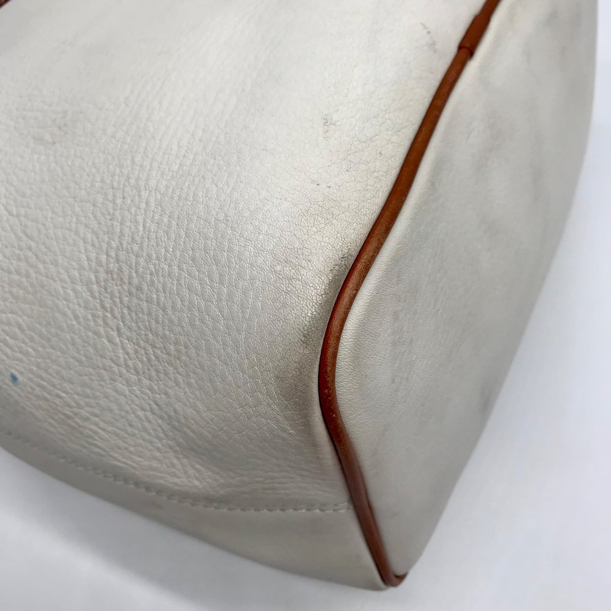 Dooney &amp; Bourke Ivory &amp; Brown Vintage Drawstring Shoulder Bag