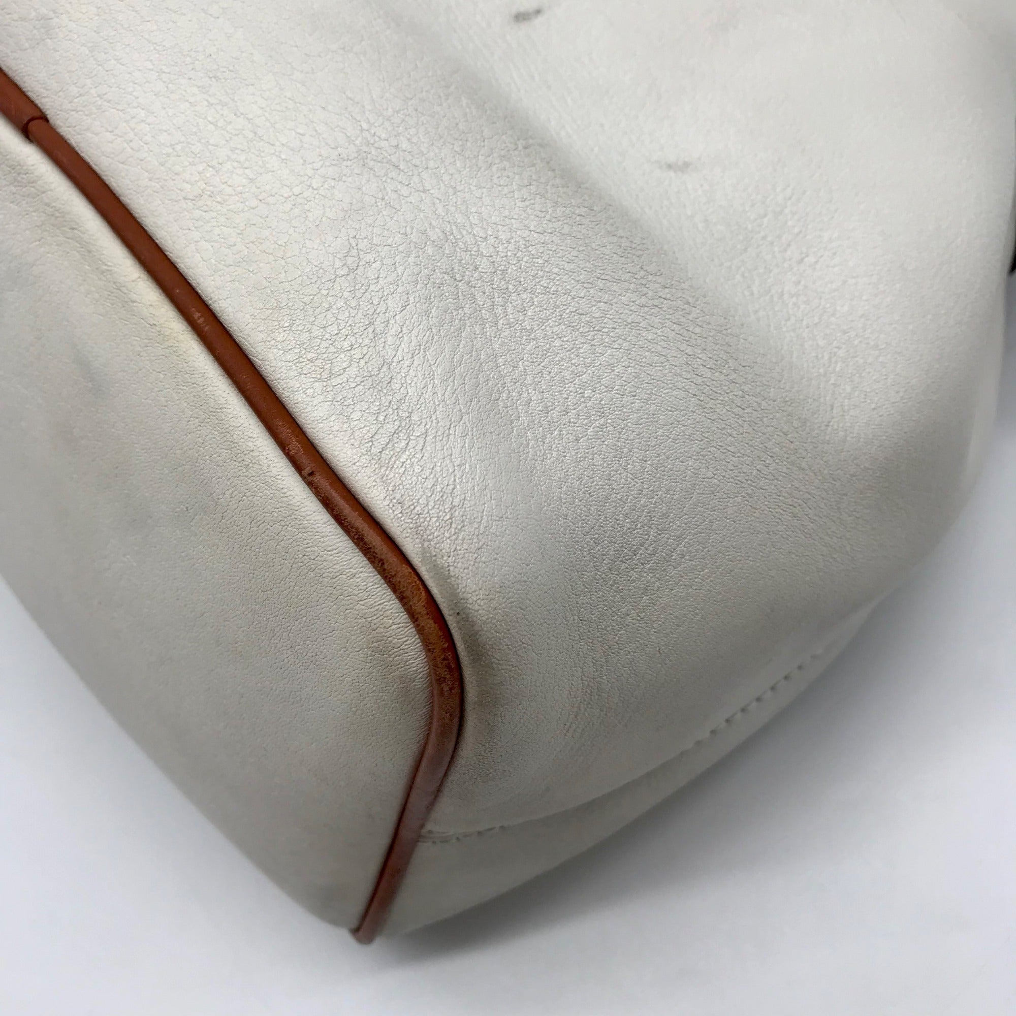 Dooney &amp; Bourke Ivory &amp; Brown Vintage Drawstring Shoulder Bag