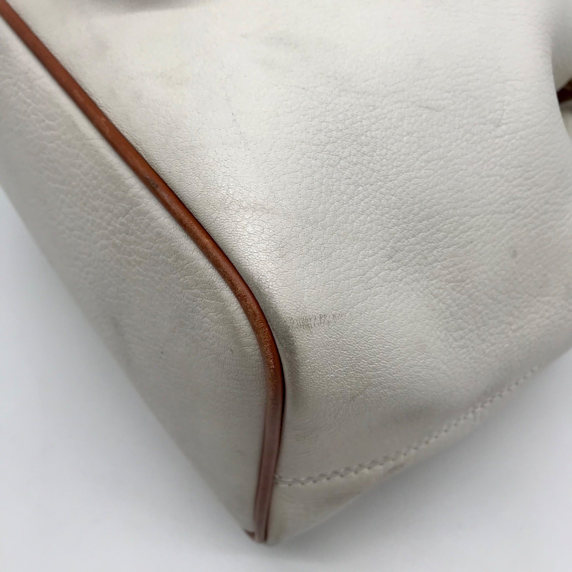 Dooney &amp; Bourke Ivory &amp; Brown Vintage Drawstring Shoulder Bag