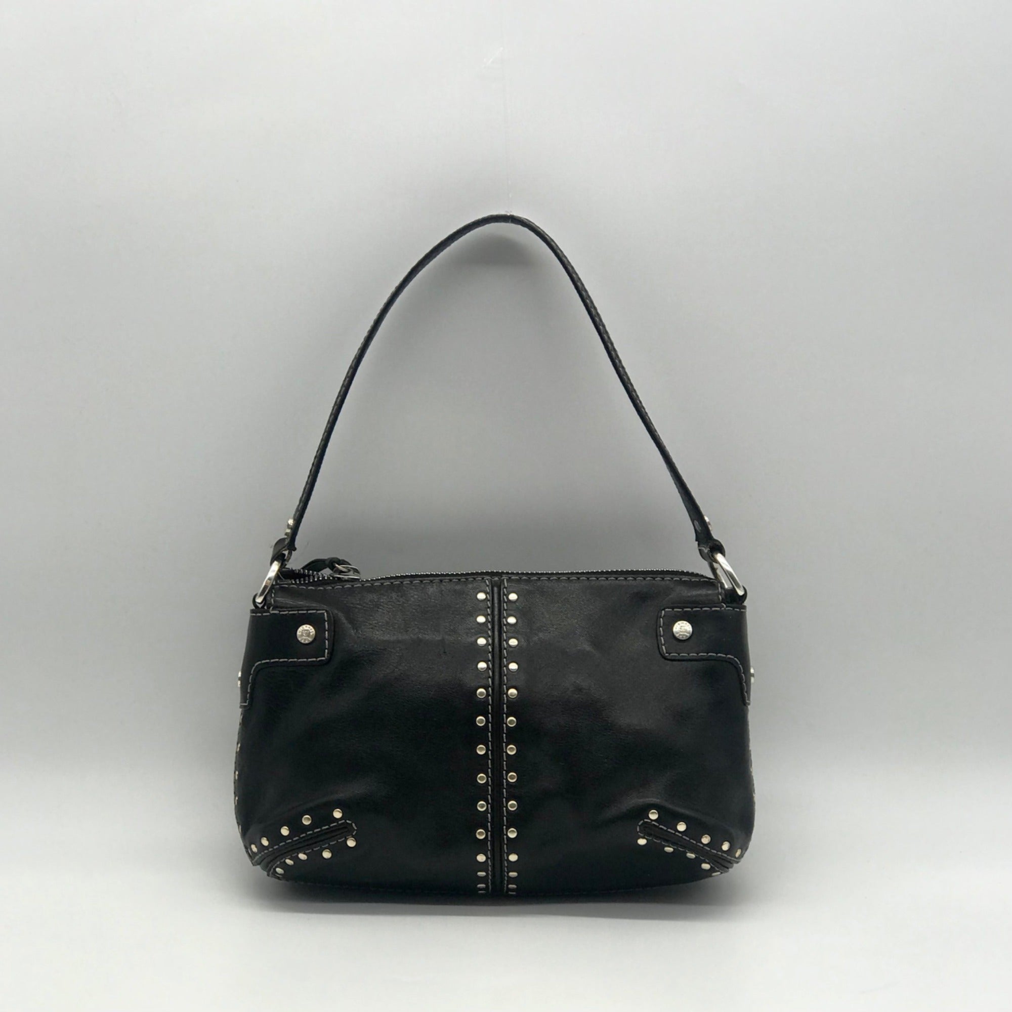 Michael Kors Black Leather And Silver Studded Shoulder Bag