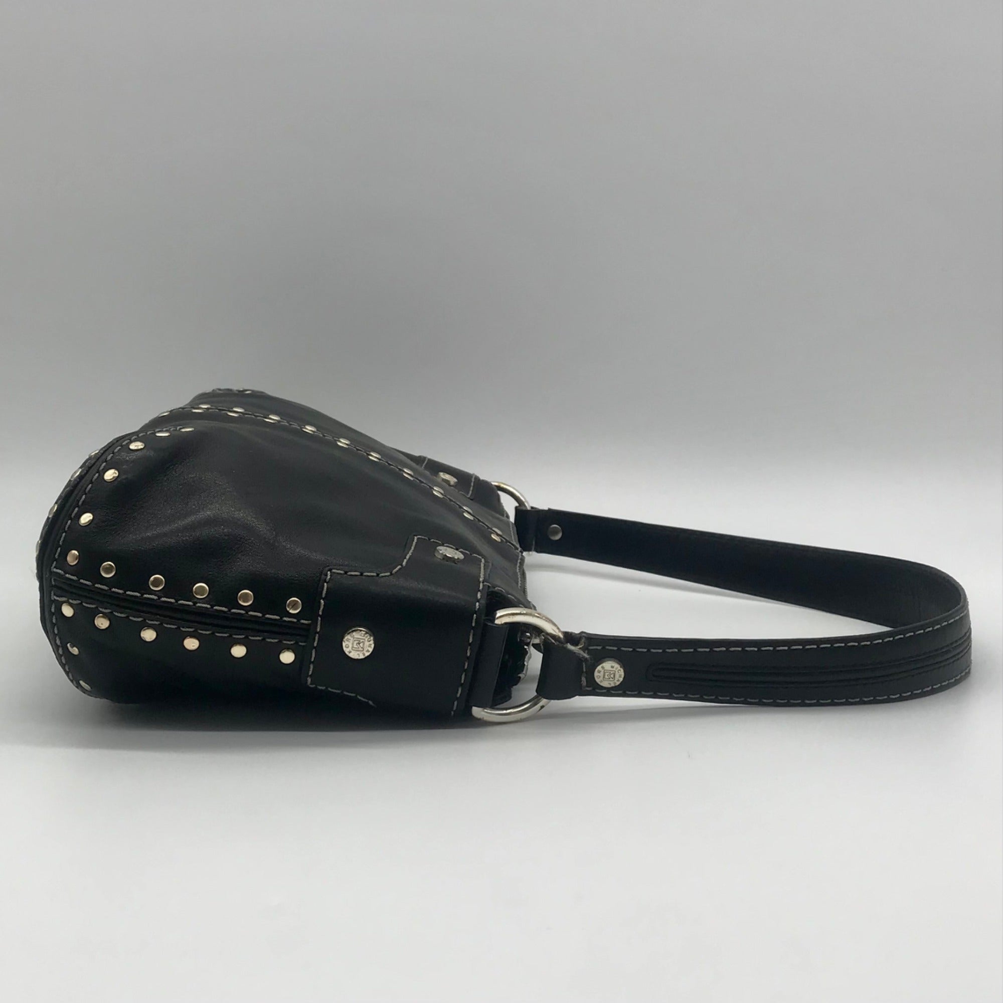 Michael Kors Black Leather And Silver Studded Shoulder Bag