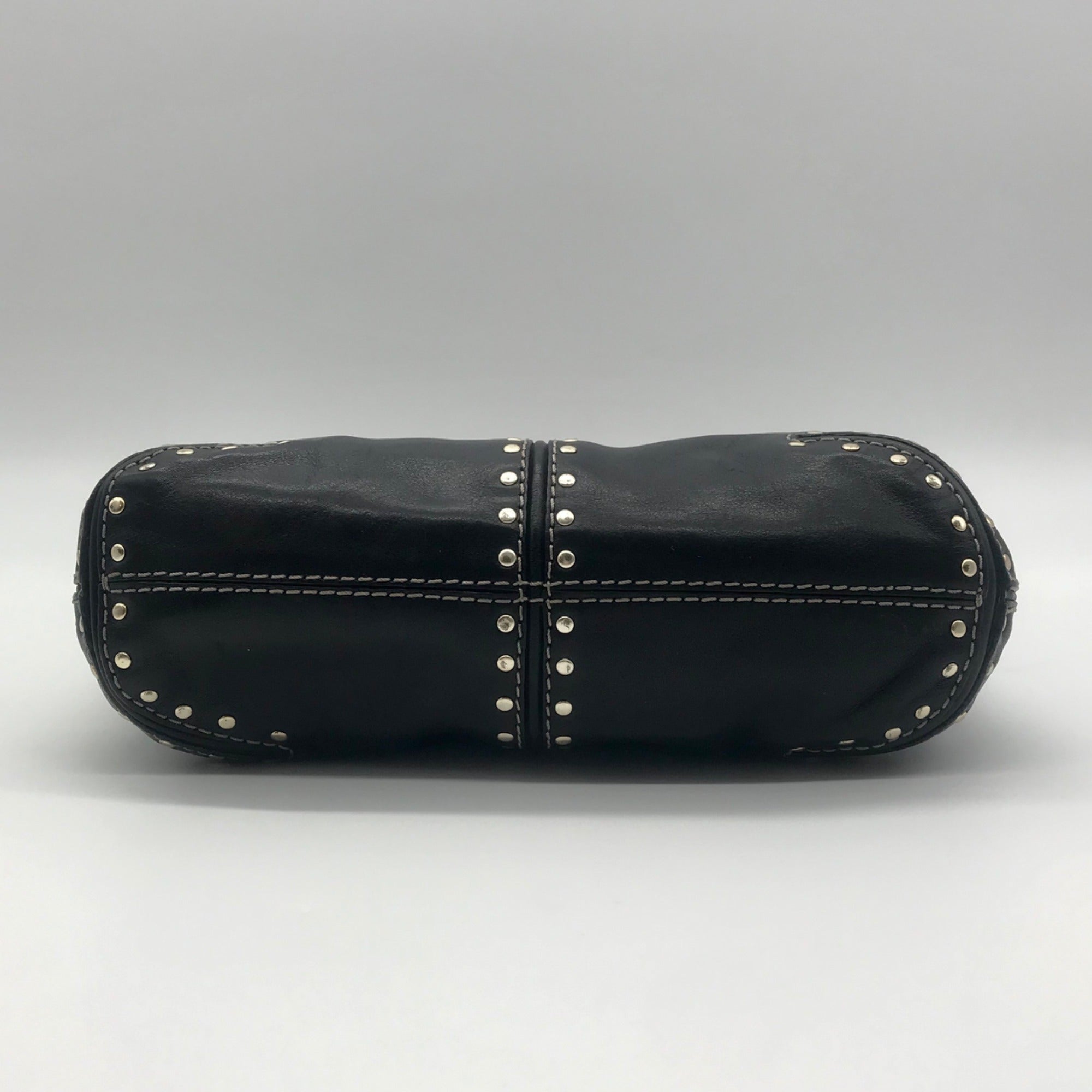 Michael Kors Black Leather And Silver Studded Shoulder Bag