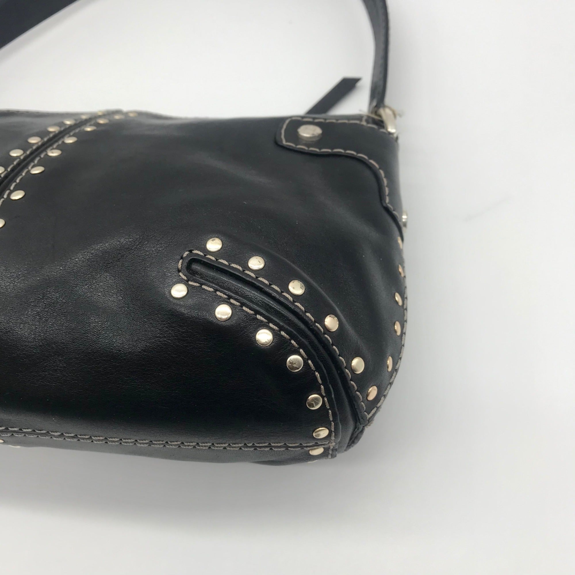 Michael Kors Black Leather And Silver Studded Shoulder Bag