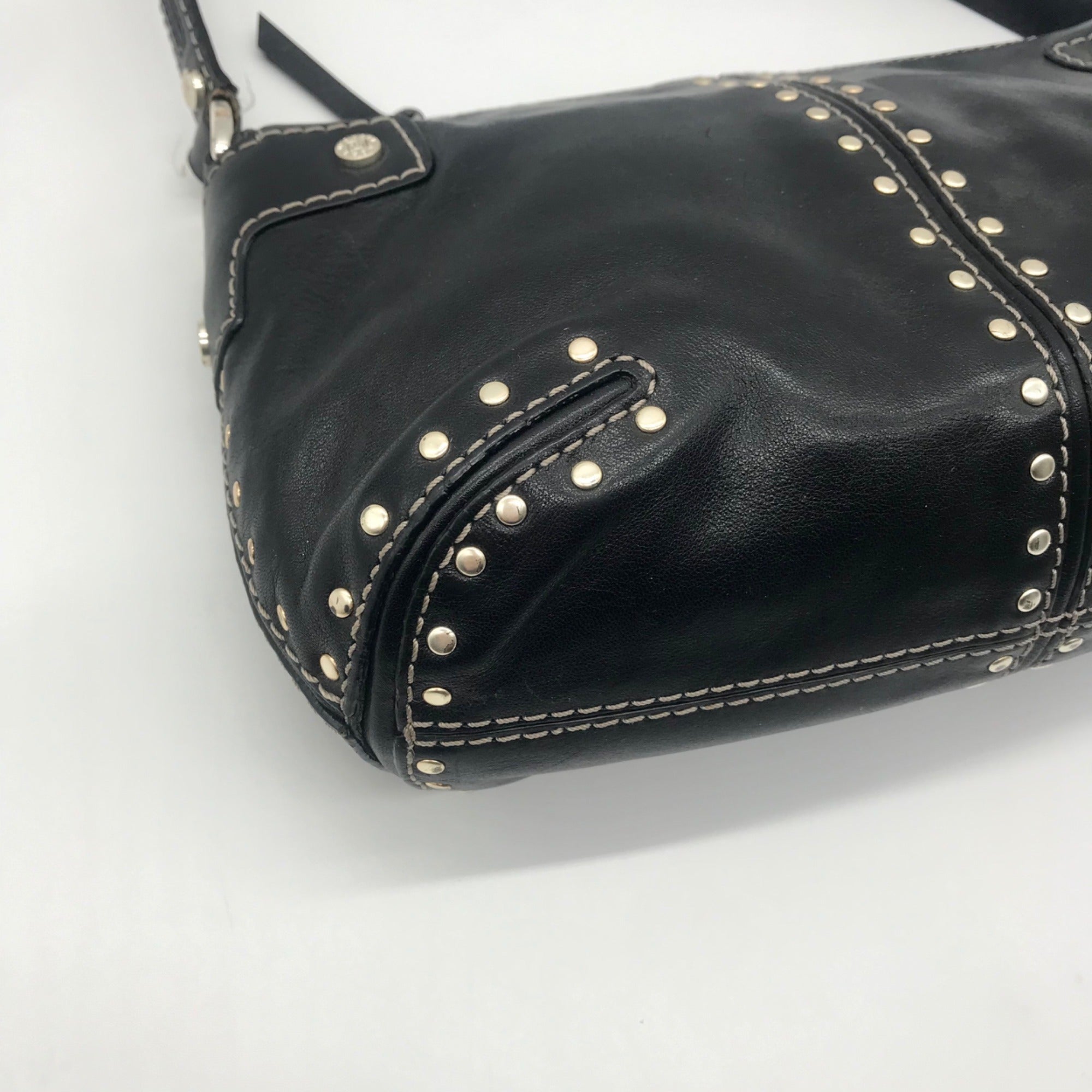 Michael Kors Black Leather And Silver Studded Shoulder Bag