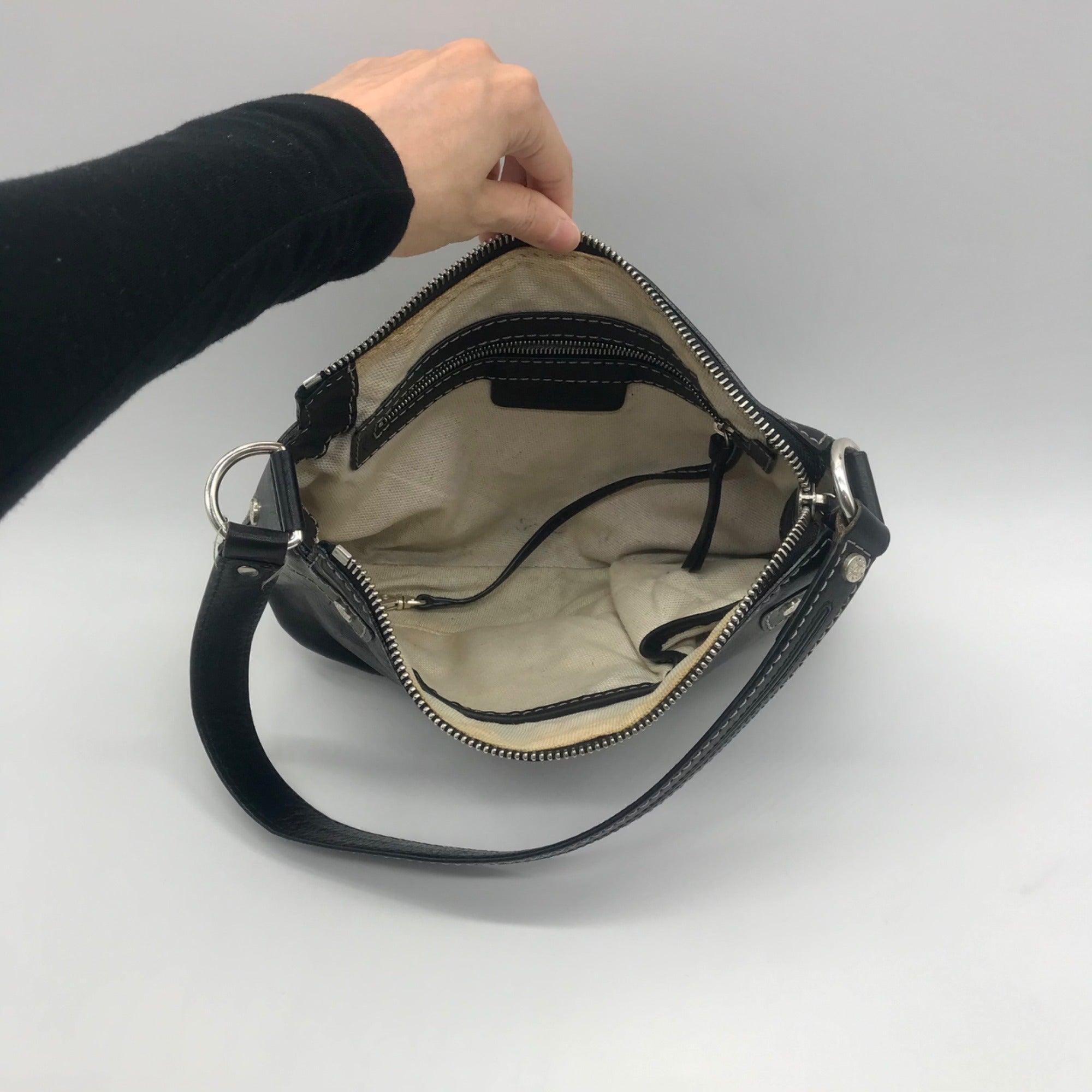 Michael Kors Black Leather And Silver Studded Shoulder Bag