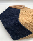 MMS Brands Natural Woven Jute and Blue Braided Tote Bag