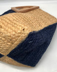 MMS Brands Natural Woven Jute and Blue Braided Tote Bag