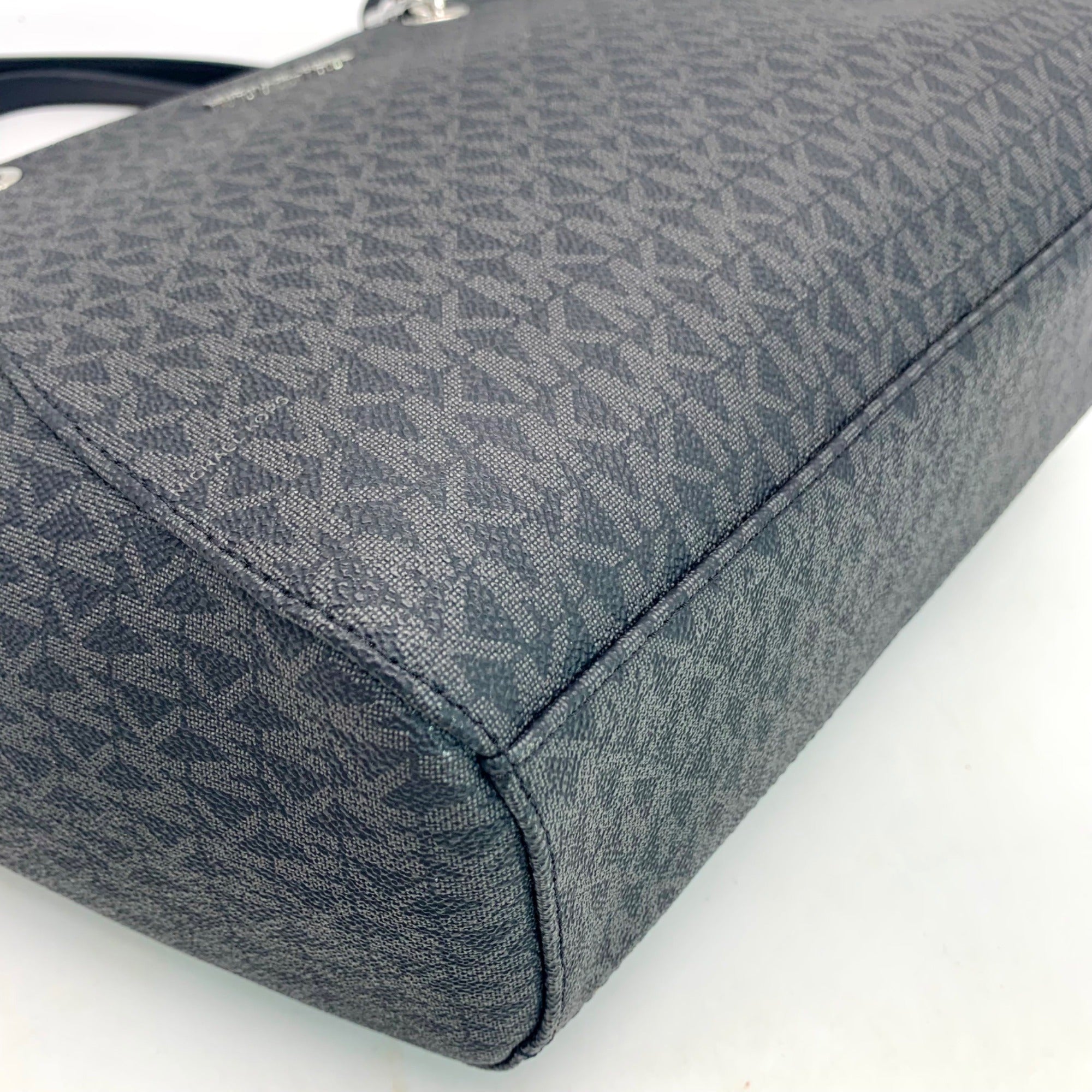 Michael Kors Jet Set Black Signature Coated Canvas Shoulder Bag