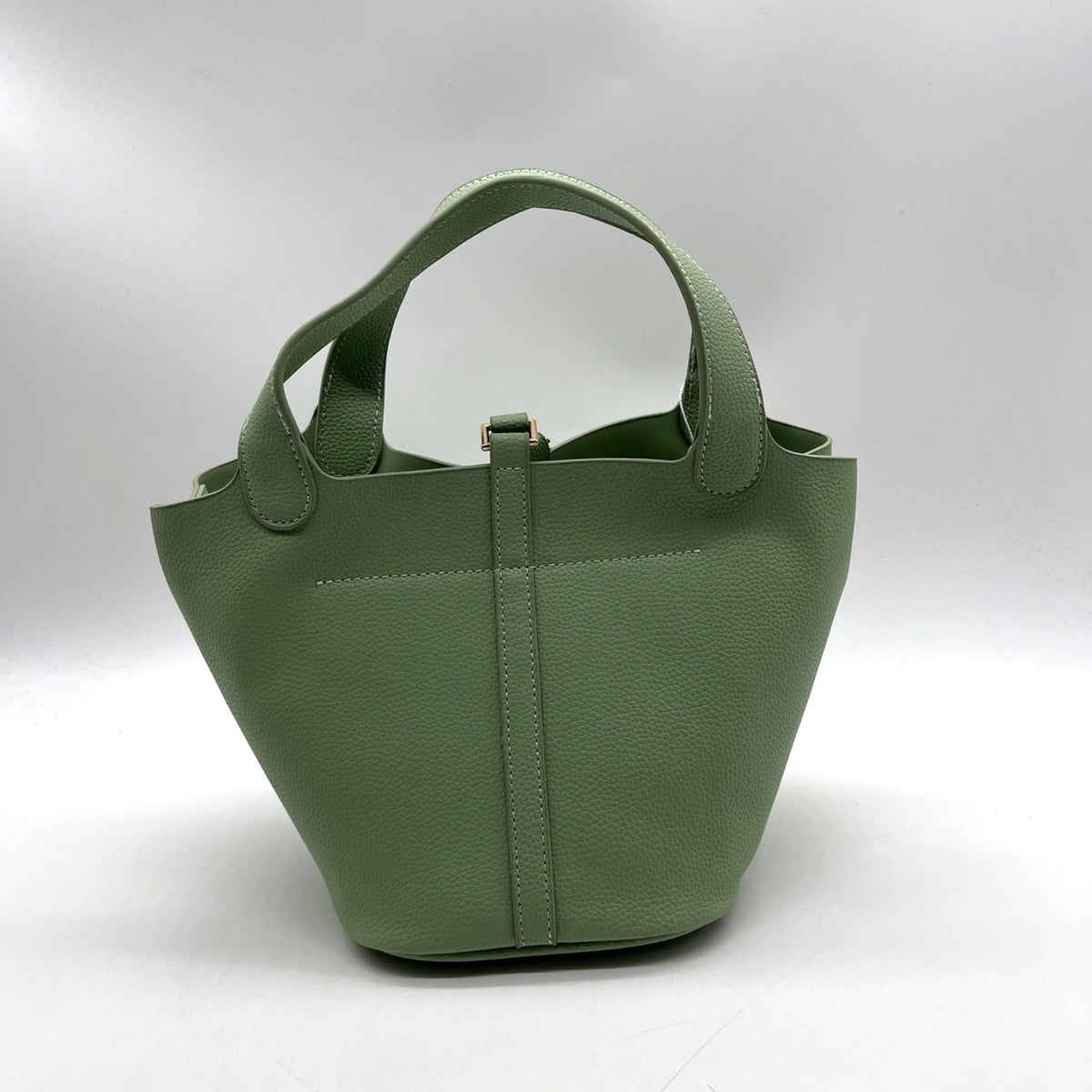 Valentino Orlandi Mint Green Pebbled Leather Bucket Bag