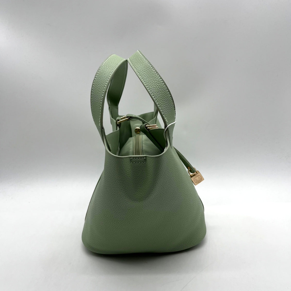 Valentino Orlandi Mint Green Pebbled Leather Bucket Bag
