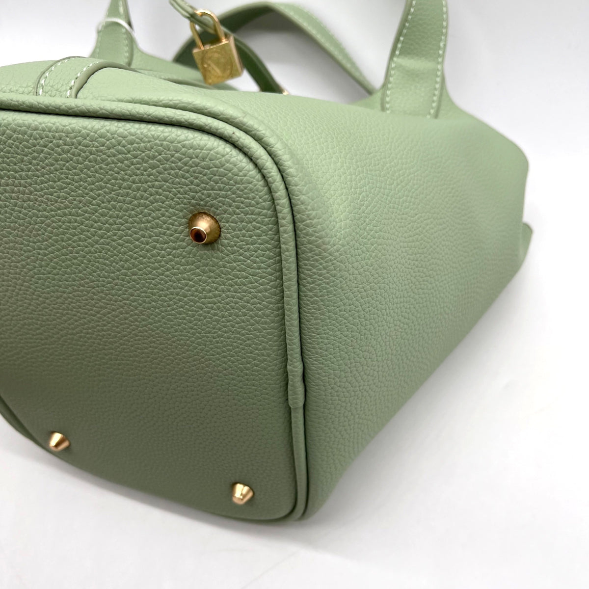 Valentino Orlandi Mint Green Pebbled Leather Bucket Bag
